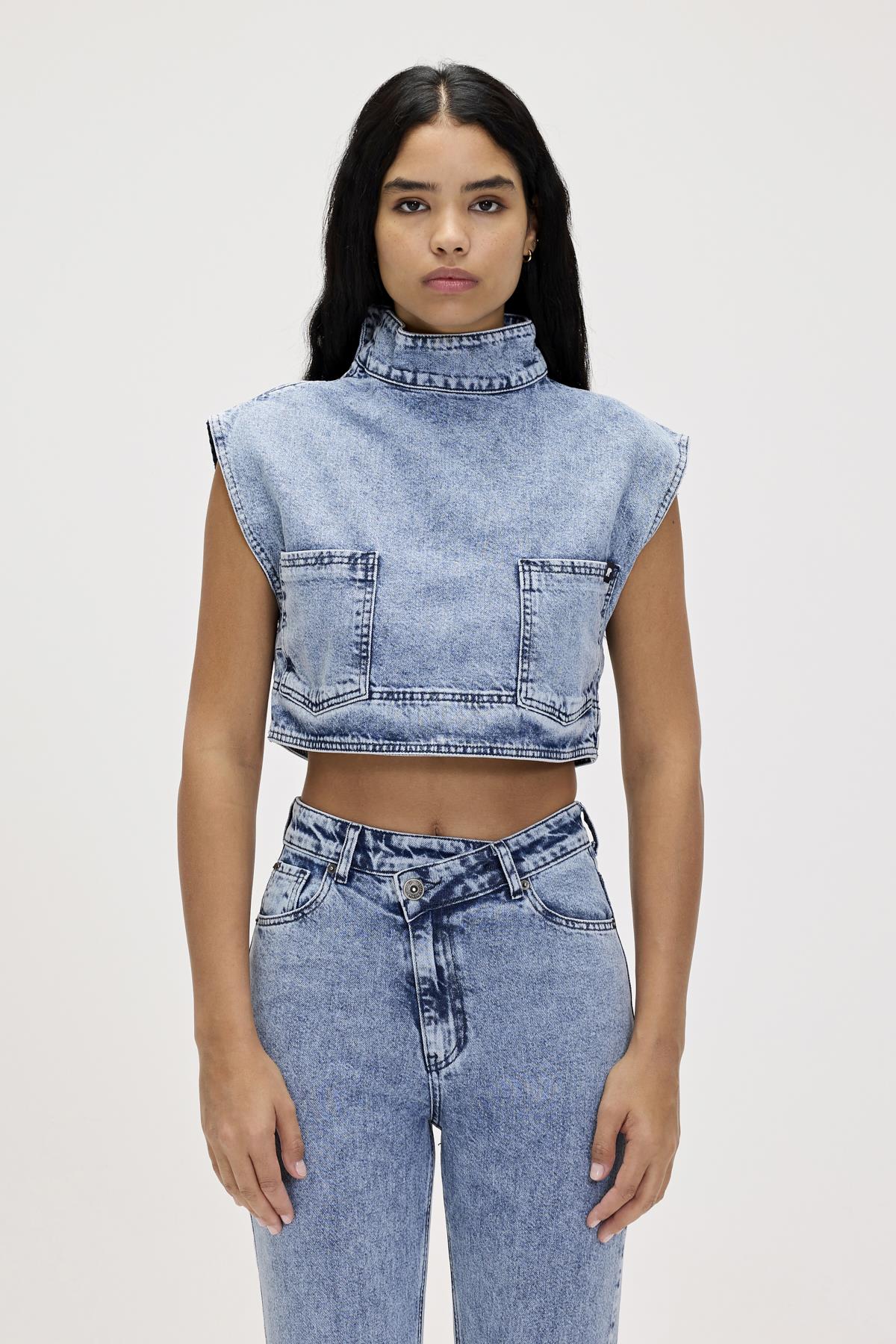 Veronica Blue Kadın Denim Crop