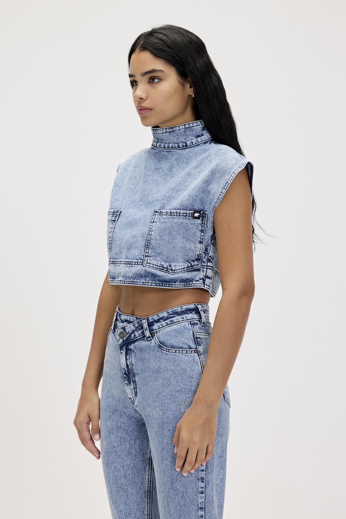 Veronica Blue Kadın Denim Crop