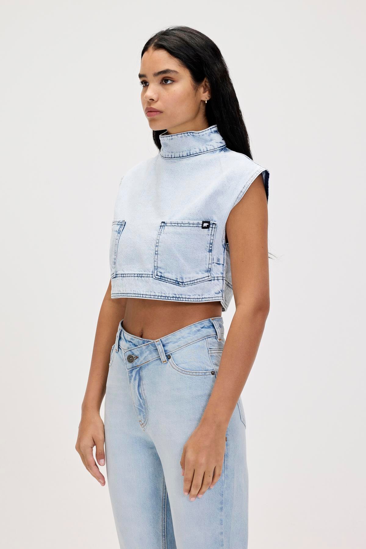 Veronica Ocean Blue Kadın Denim Crop