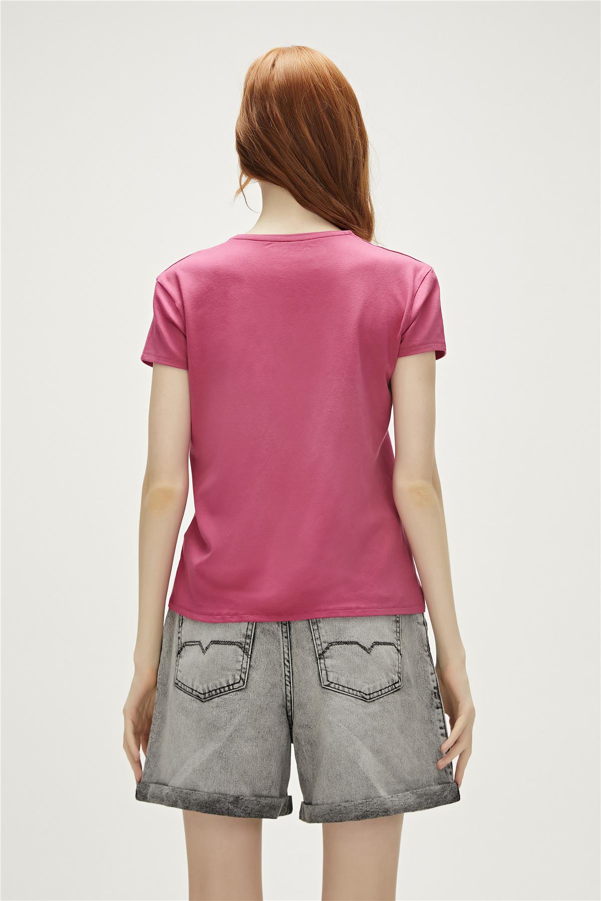 Violet O-Neck T-Shirt Pudra Pembe Basic Kadın Tişört
