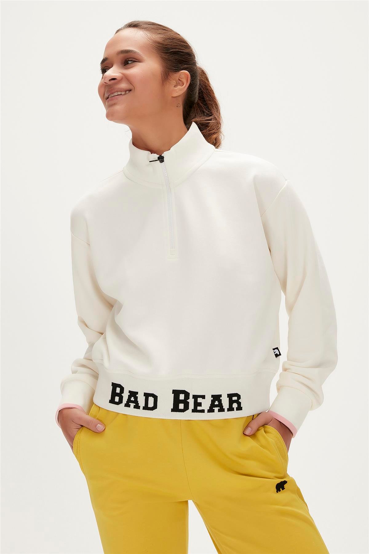 Zoe Half-Zip MarshMallow Beyaz Yarım Fermuarlı Kadın Sweatshirt