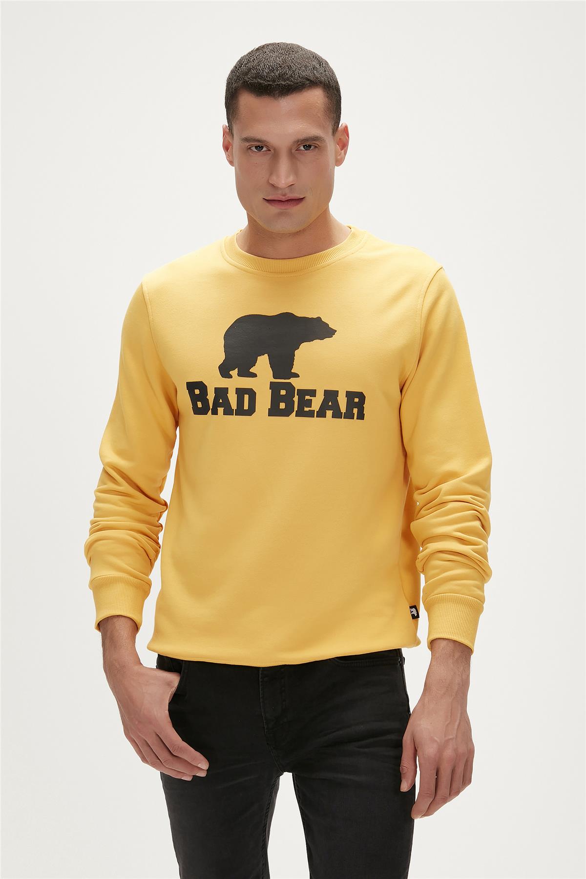 Bad Bear Crewneck Hardal Baskılı Erkek Sweatshirt | BAD BEAR