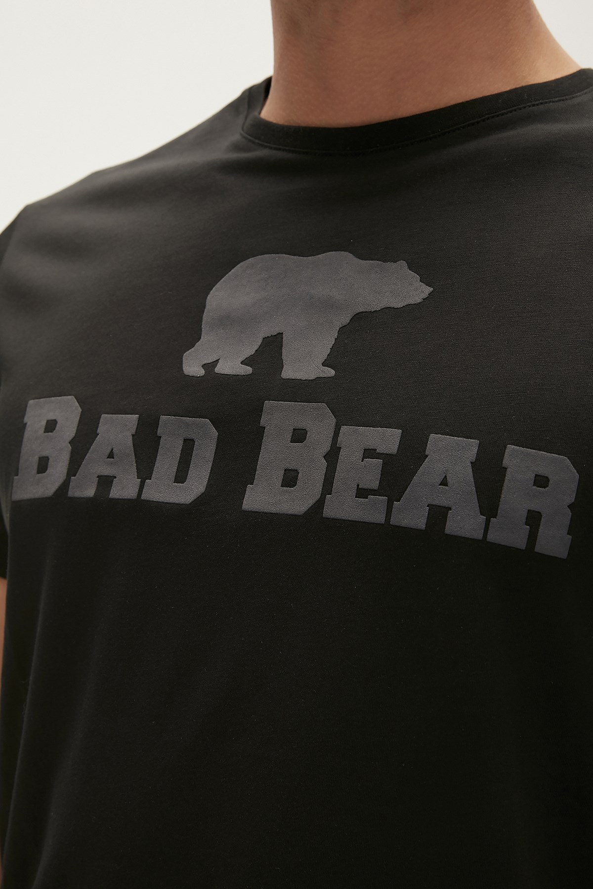 Bear Tee Midnight Siyah Logo Baskılı Erkek Tişört | BAD BEAR
