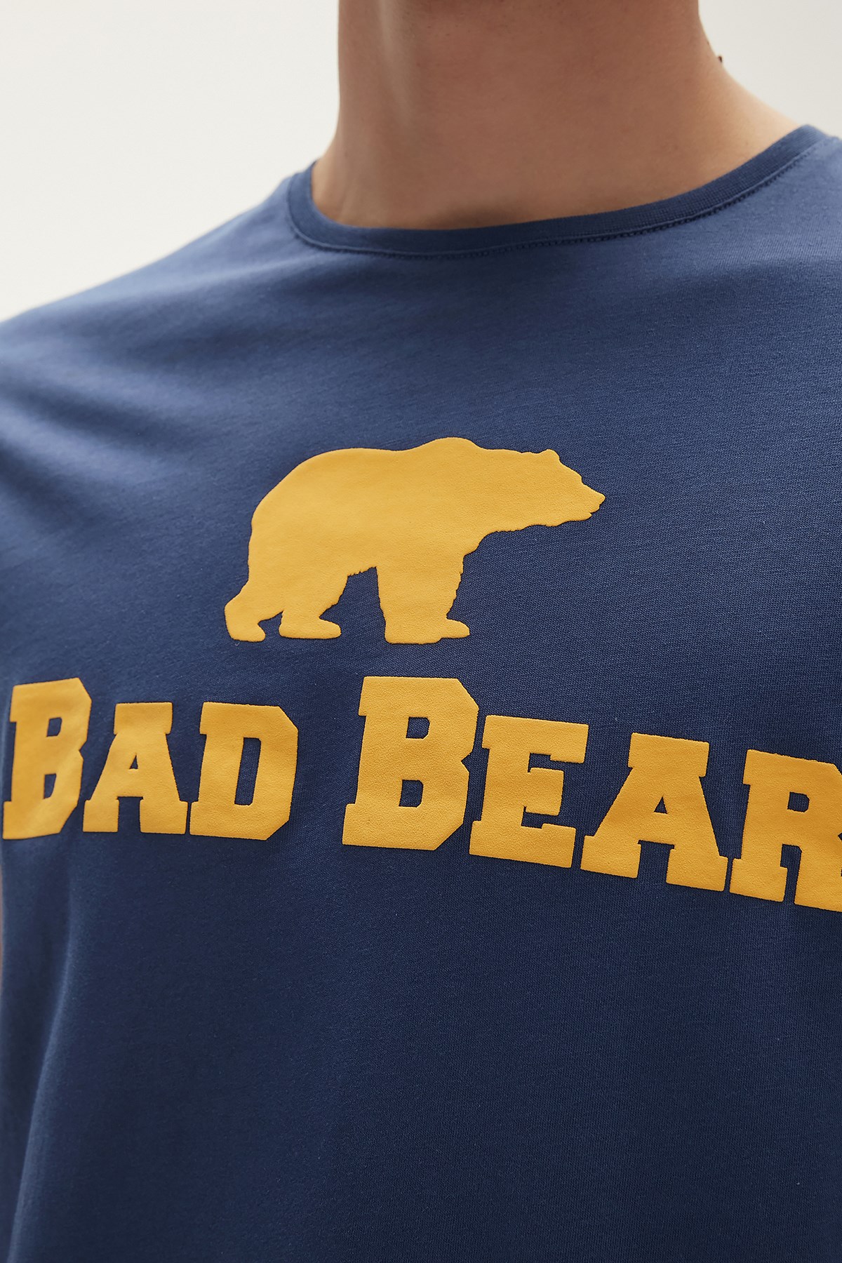 Bear Tee Mavi Logo Baskılı King Size Erkek Tişört | BAD BEAR