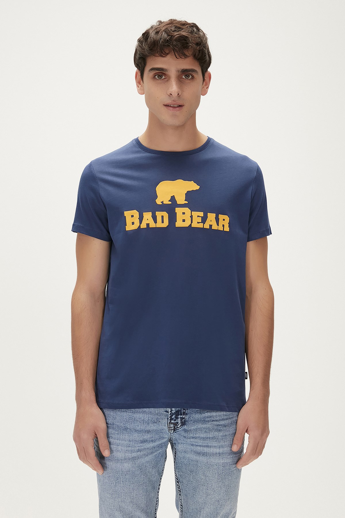 Bear Tee Mavi Logo Baskılı King Size Erkek Tişört | BAD BEAR