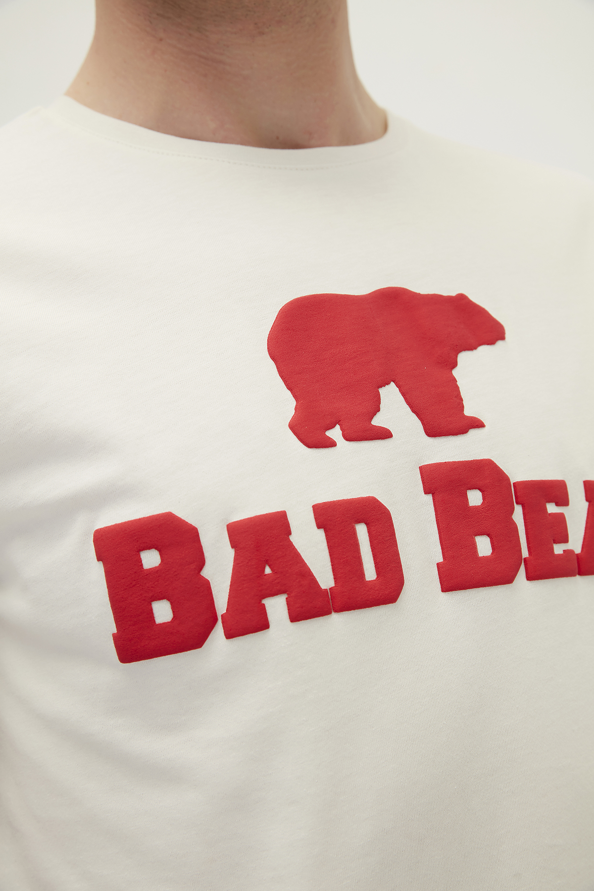 Bear Tee Beyaz/Kırmızı Baskılı Erkek Tişört | BAD BEAR
