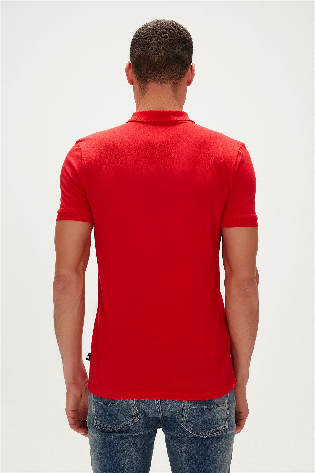 Cord Kırmızı Polo Yaka Fermuarlı Erkek T-Shirt | BAD BEAR