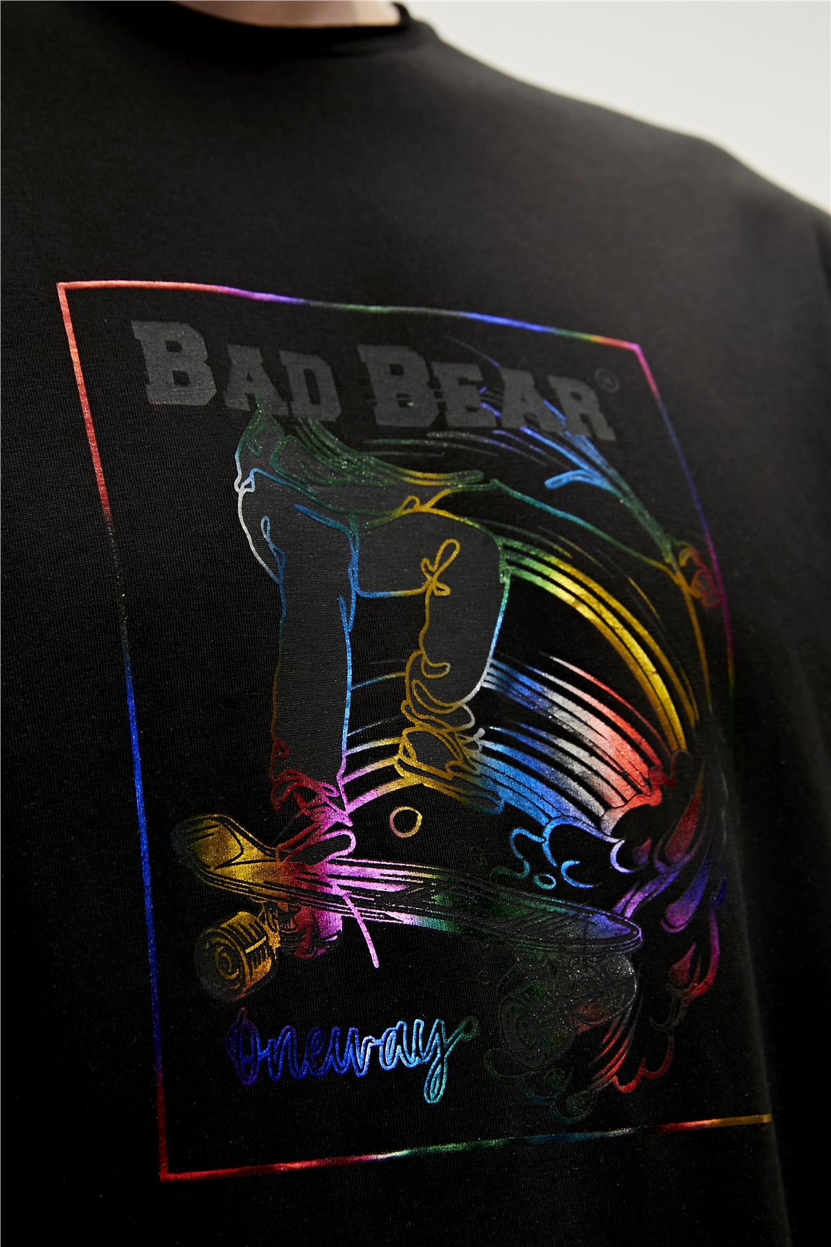 One Way T-Shirt Siyah Baskılı Erkek Tişört |BAD BEAR