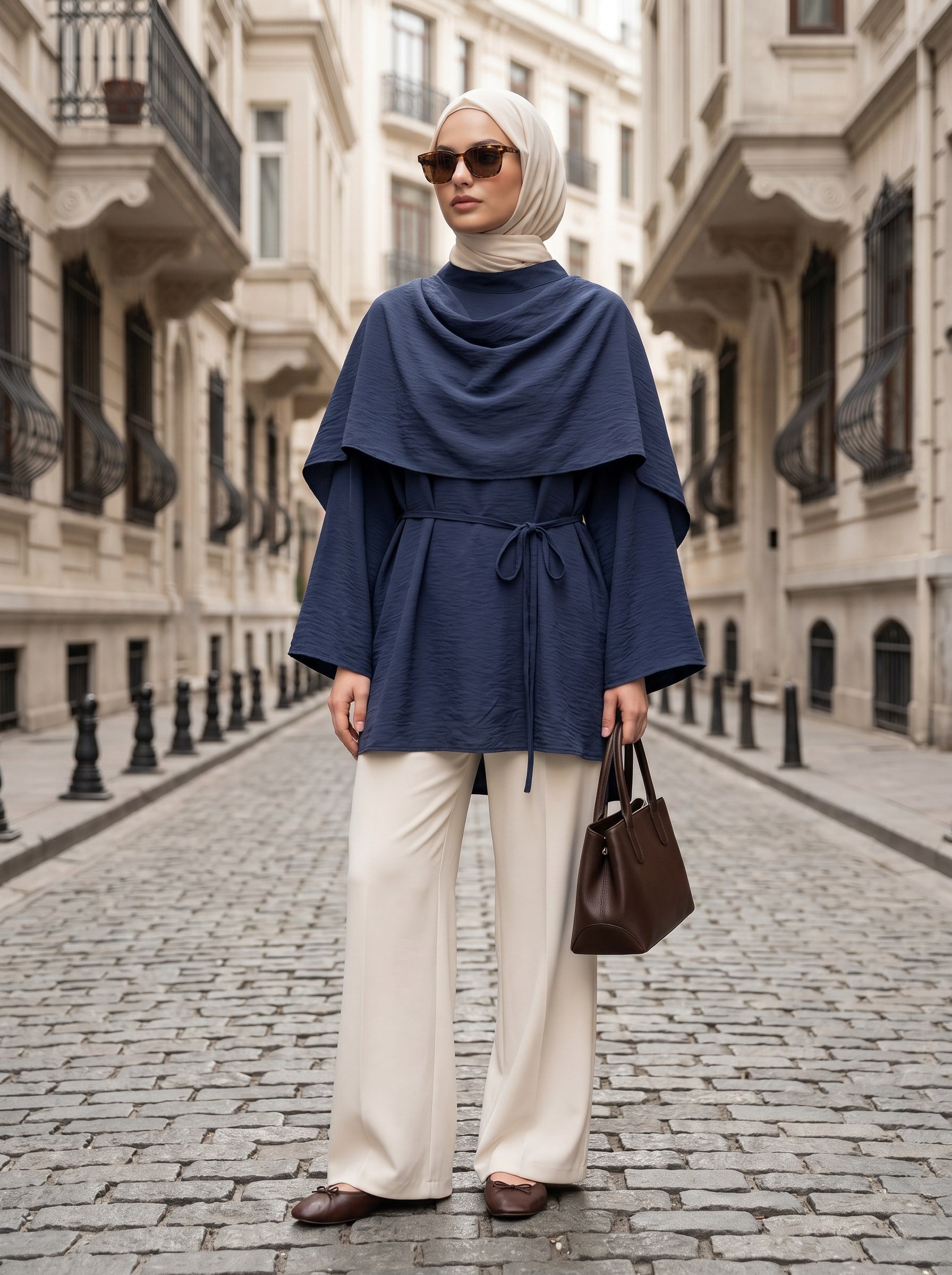 garni pelerin tunik indigo