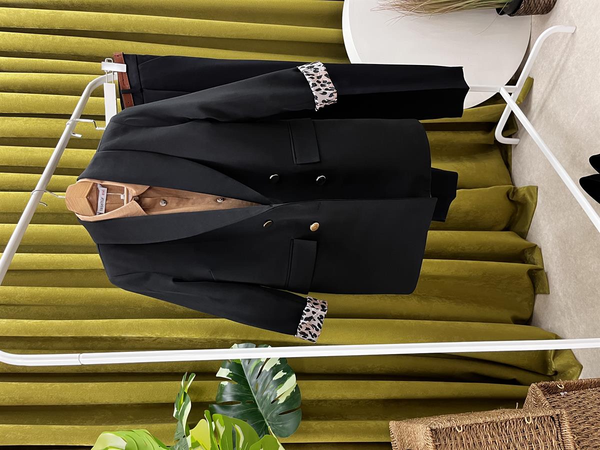 ma astarı leopar ceket siyah