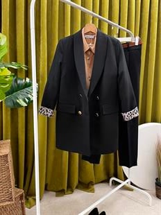 ma astarı leopar ceket siyah