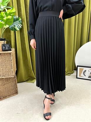 ma pileli kumaş etek siyah