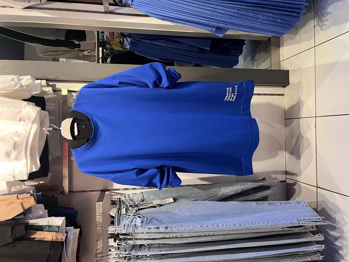 as etek ucu yazılı sweat mavi