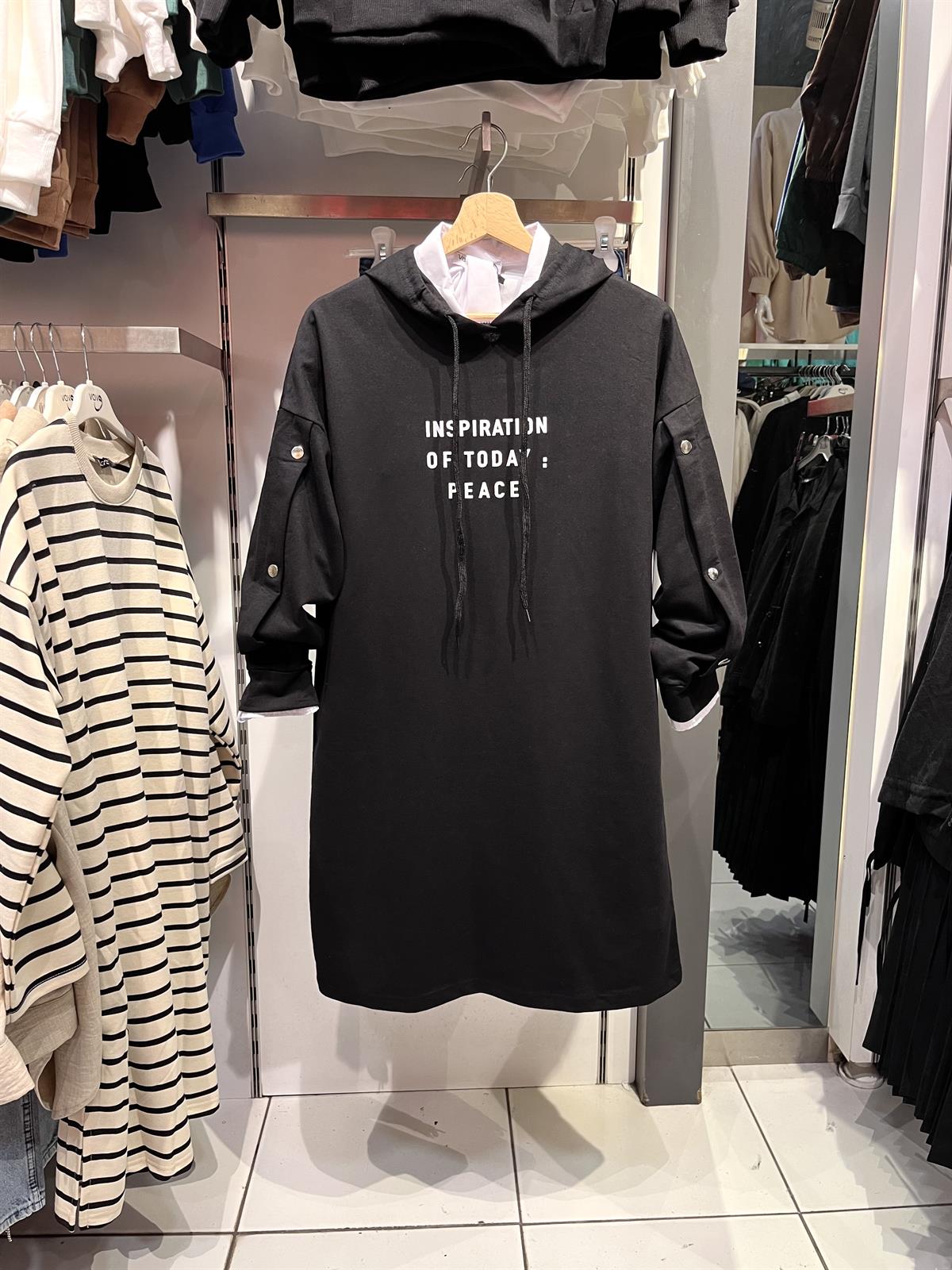 as kolu çıt çıtlı sweat siyah 