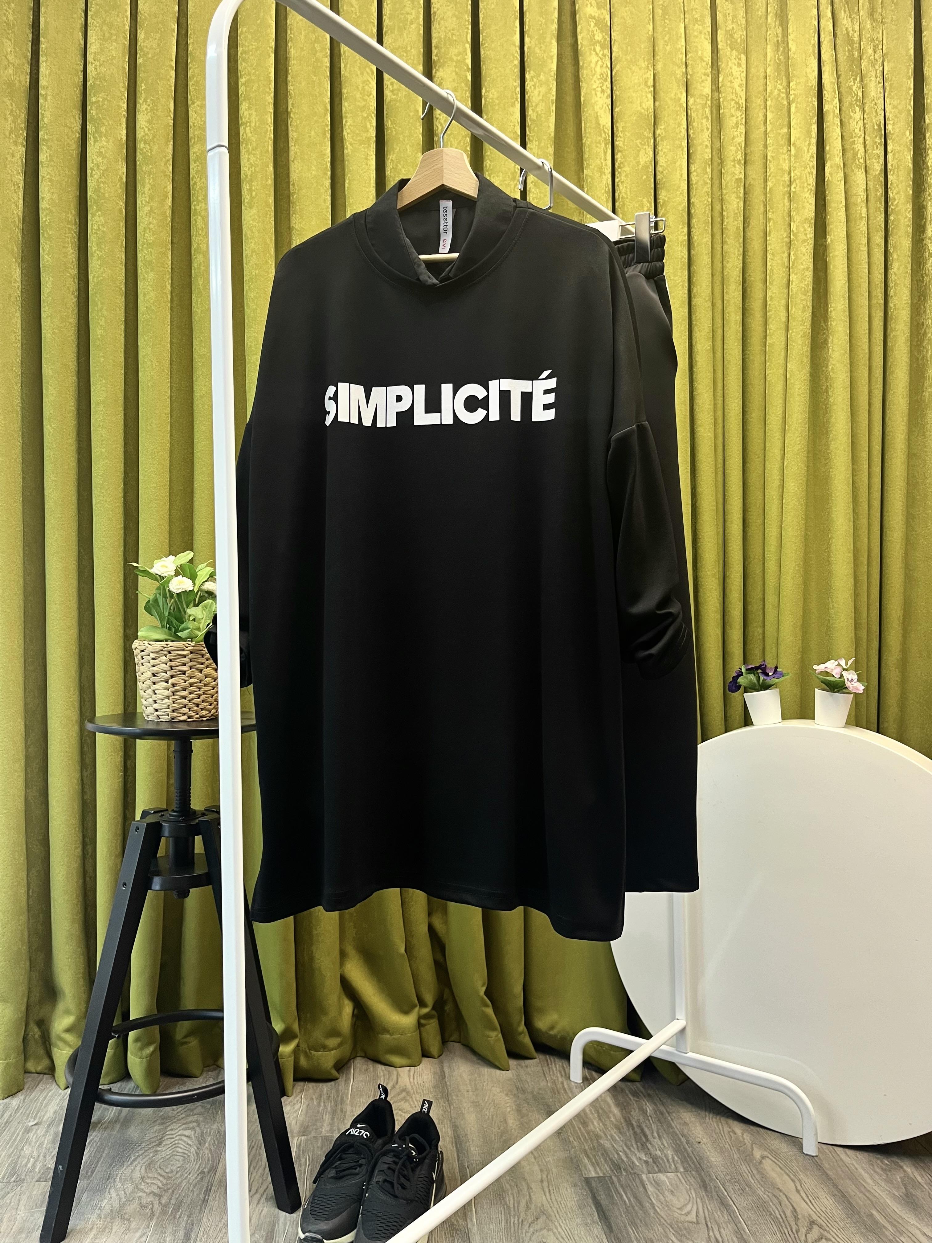 as SIMPLICITE baskılı sweatshirt siyah