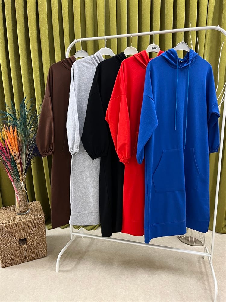 as uzun kanguru sweat kırmızı