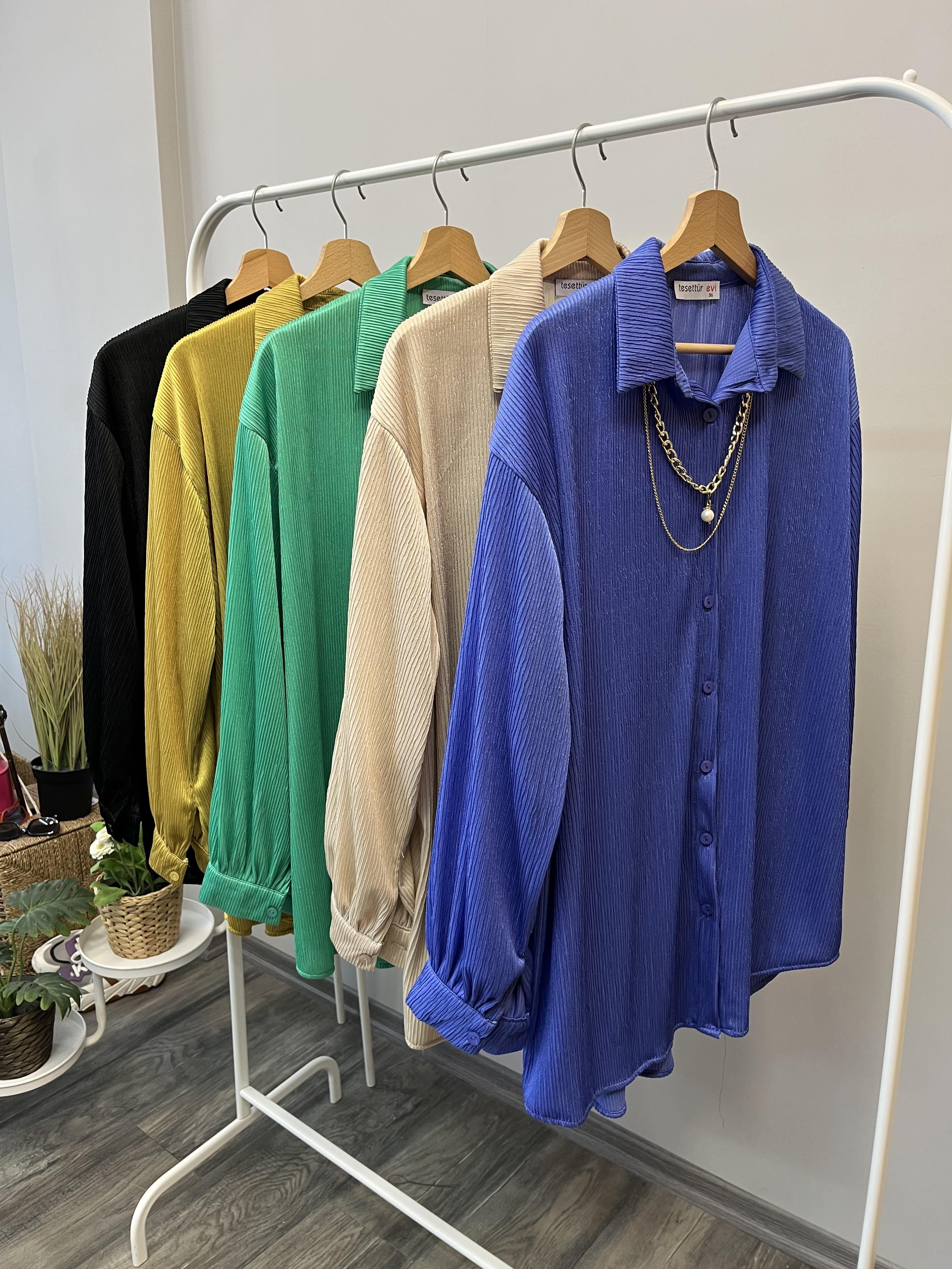 bt kolyeli gömlek mor