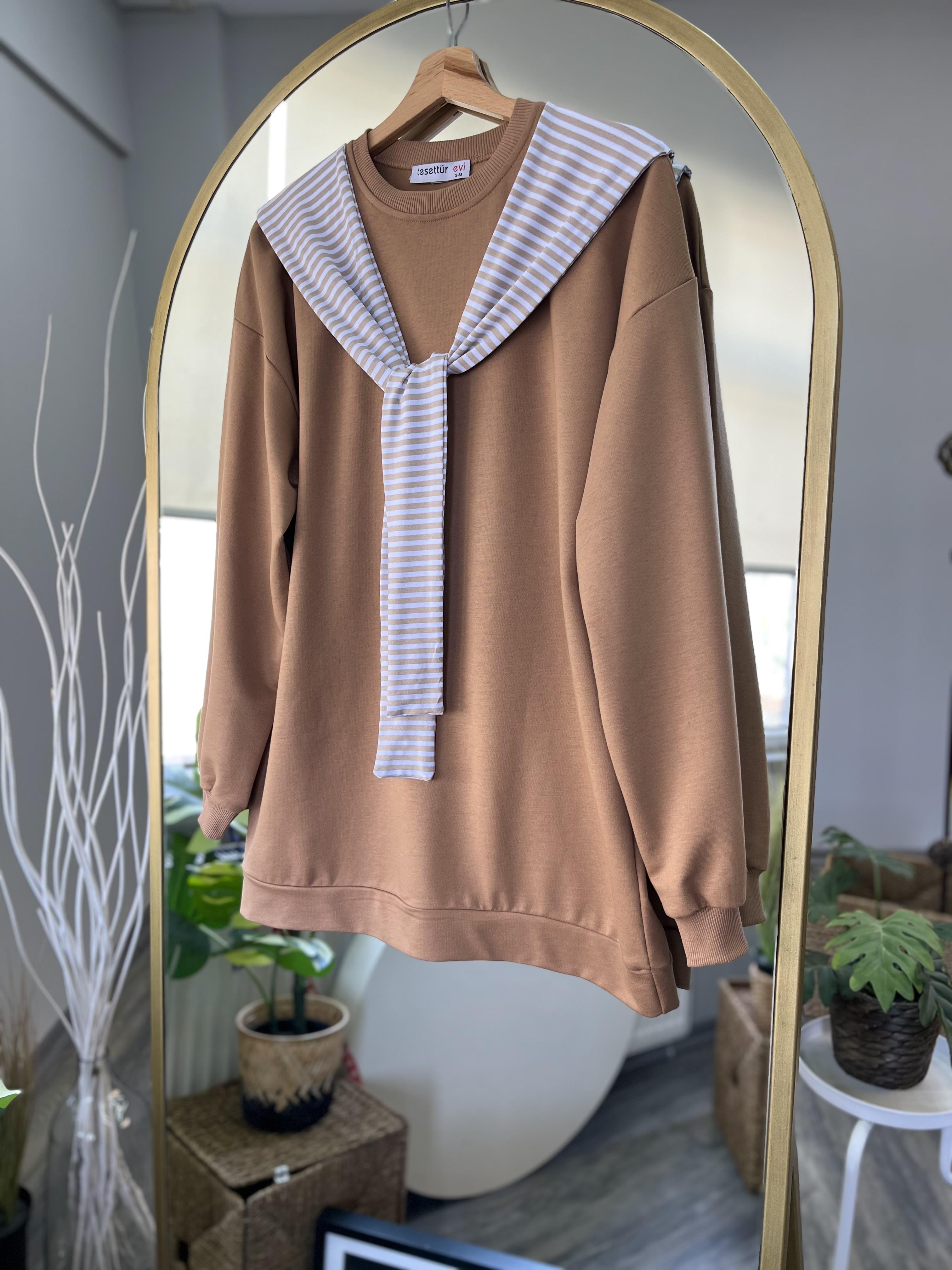 bt parçalı sweatshirt kahve