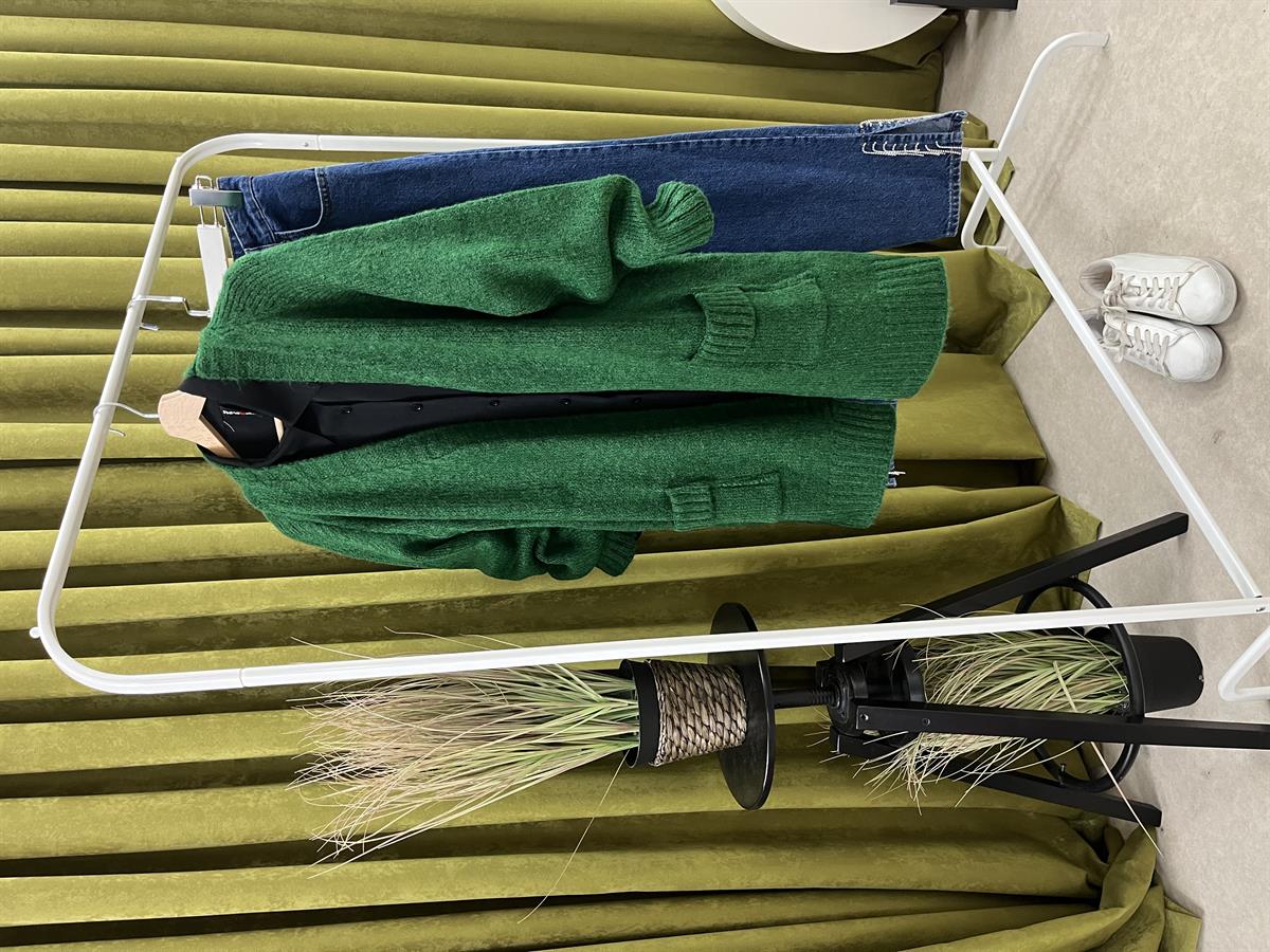 çift cep hırka yeşil