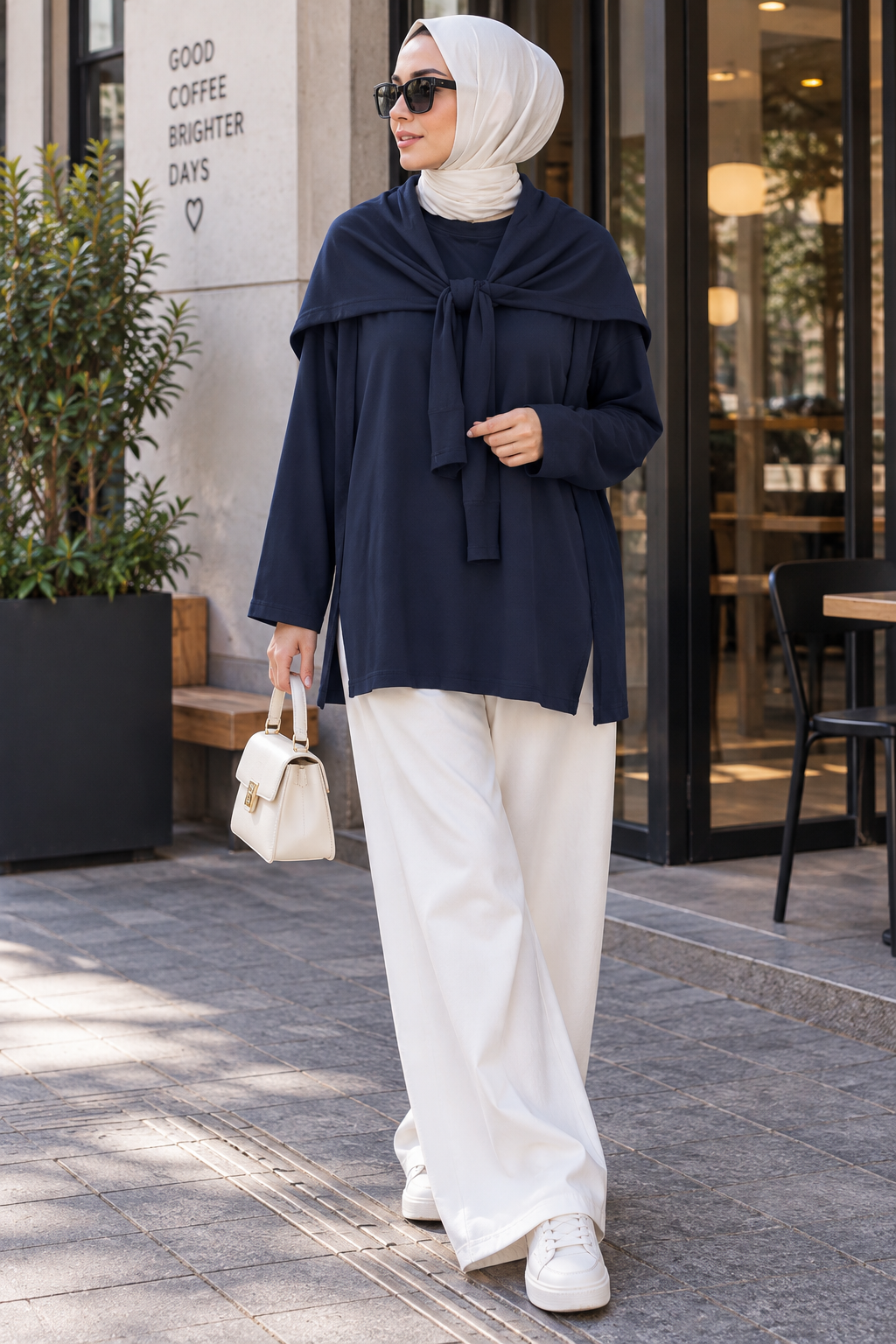 Ke Parçalı Sweatshirt Lacivert