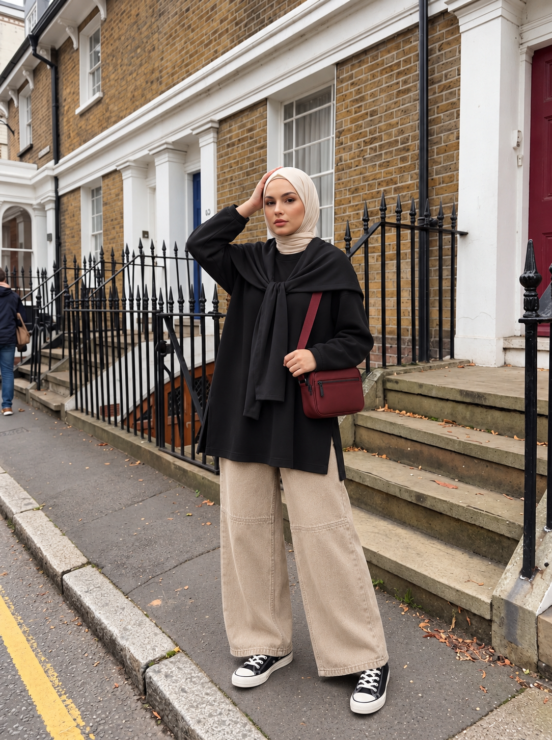 Ke Parçalı Sweatshirt Siyah