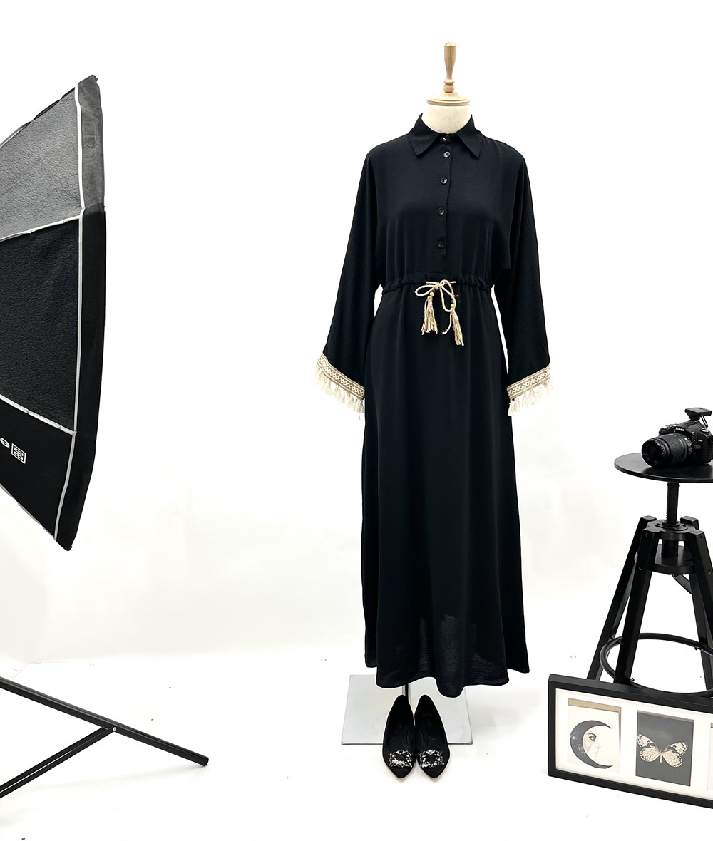 ma kolu püsküllü elbise 