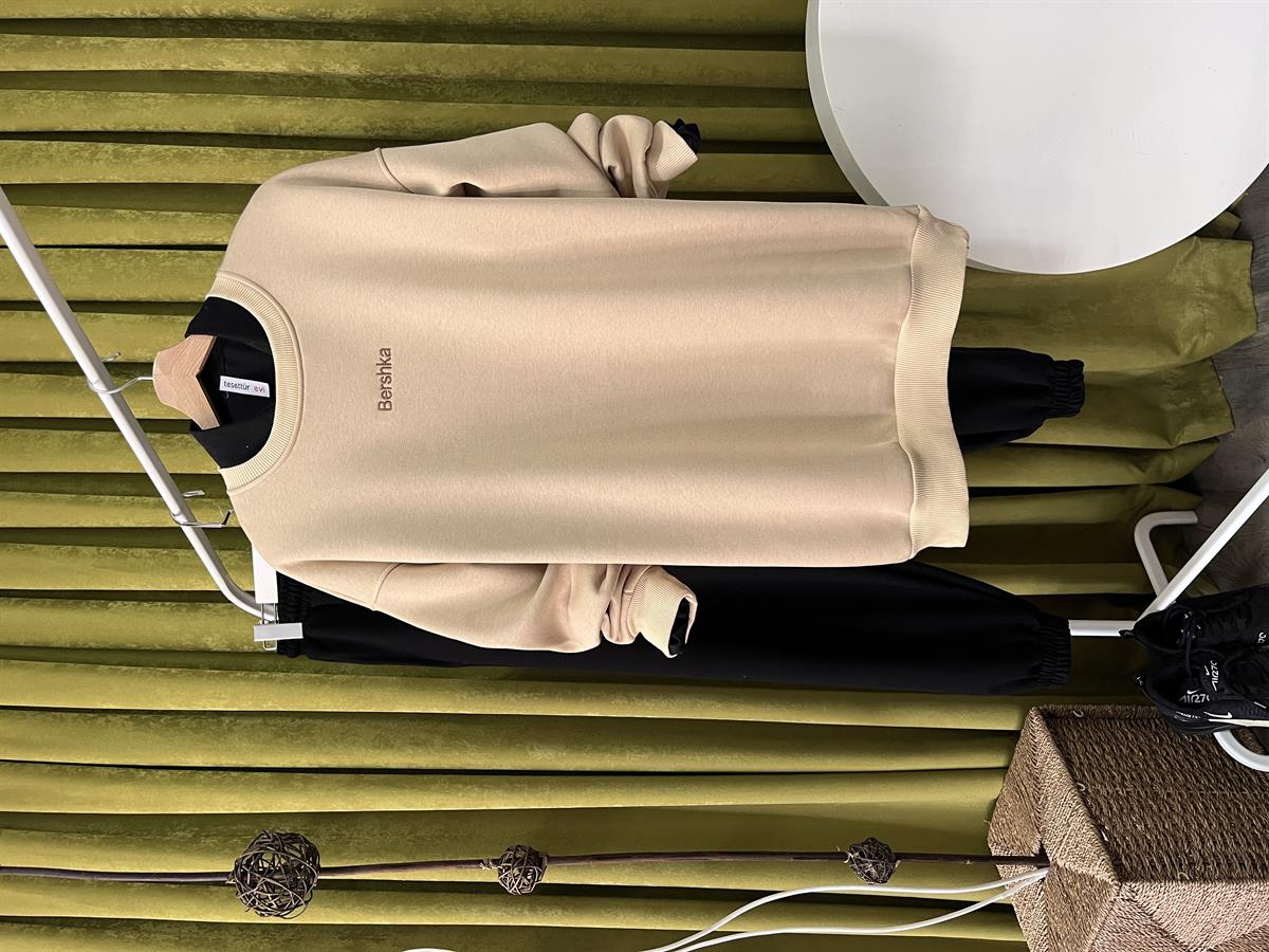 mj bisiklet yaka bershk sweat bej