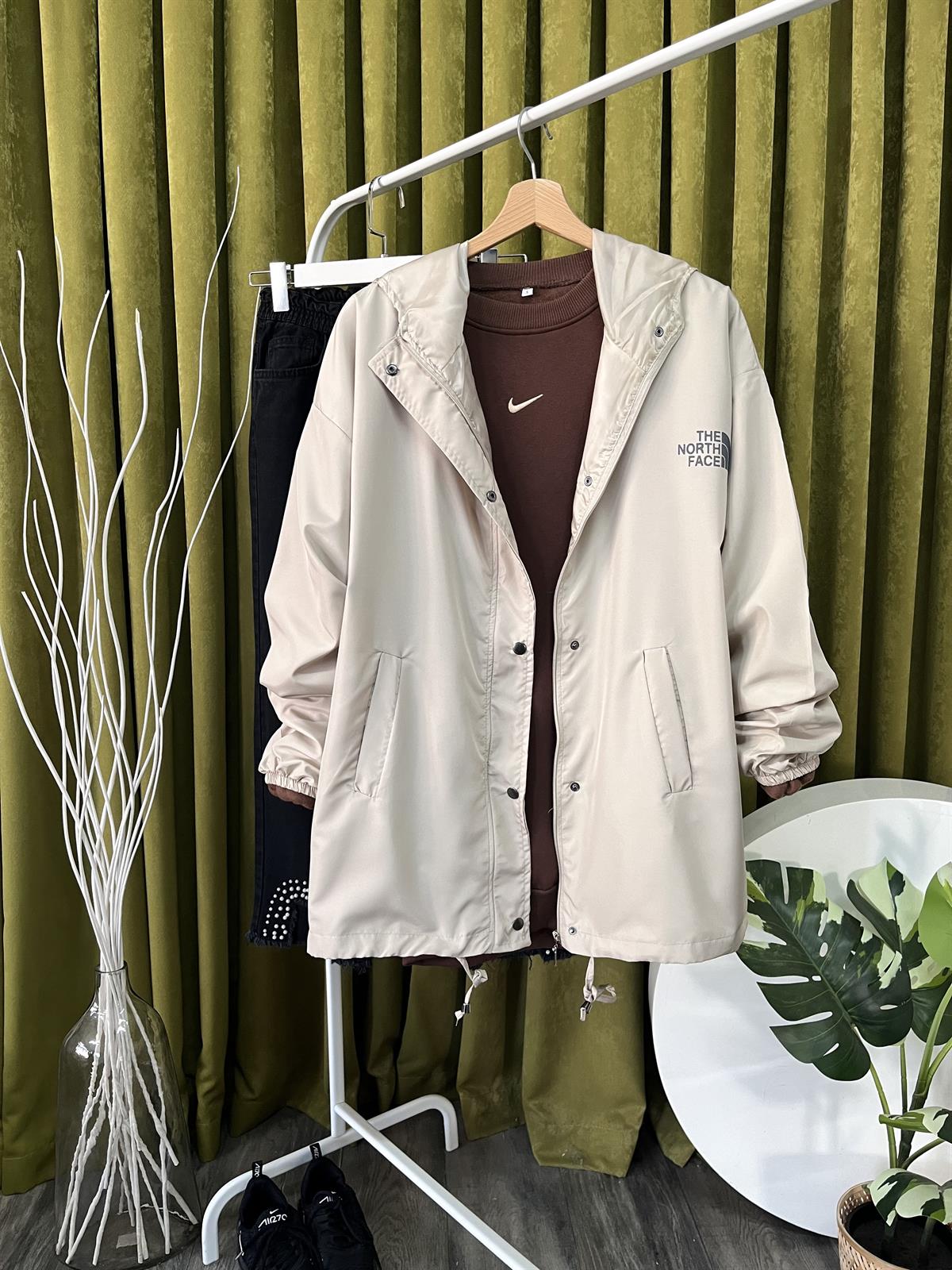 mj north fermuarlı yağmurluk bej