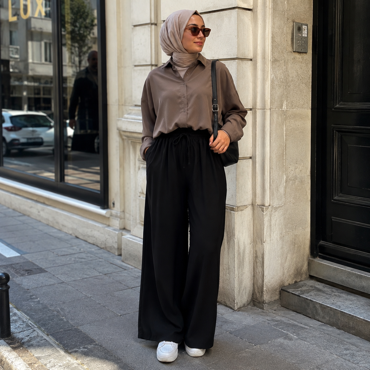 My Modal Kumaş Bol Paça Pantolon Siyah