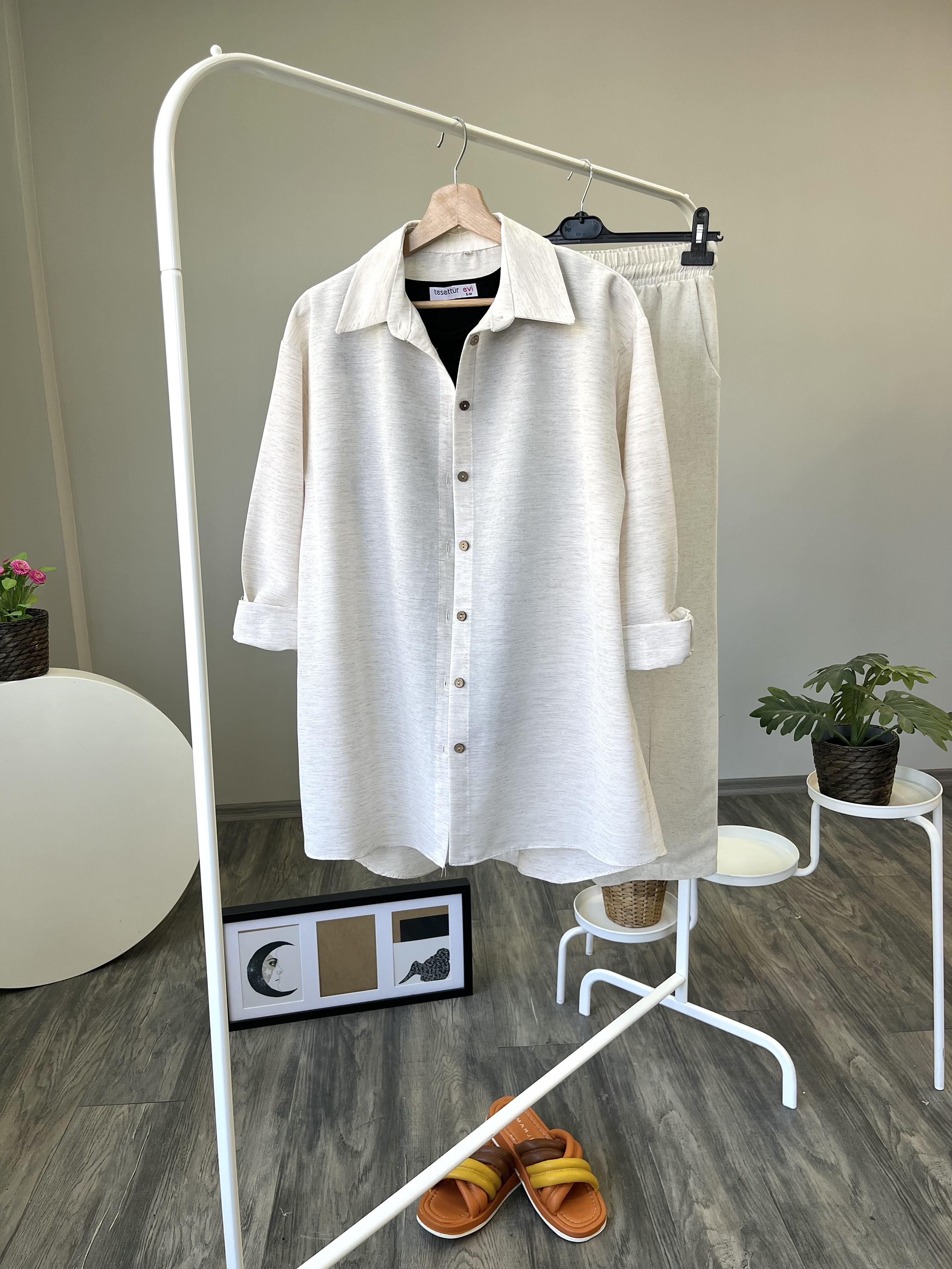 te düz keten gömlek 