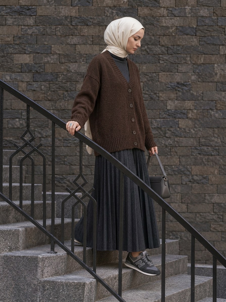 Yn Oversize Triko Hırka Acı Kahve