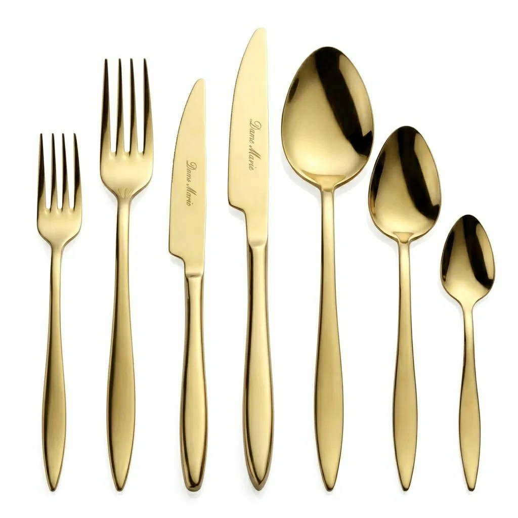 Arles 84 Parça Titanyum Gold  Çatal Kaşık Bıçak Seti