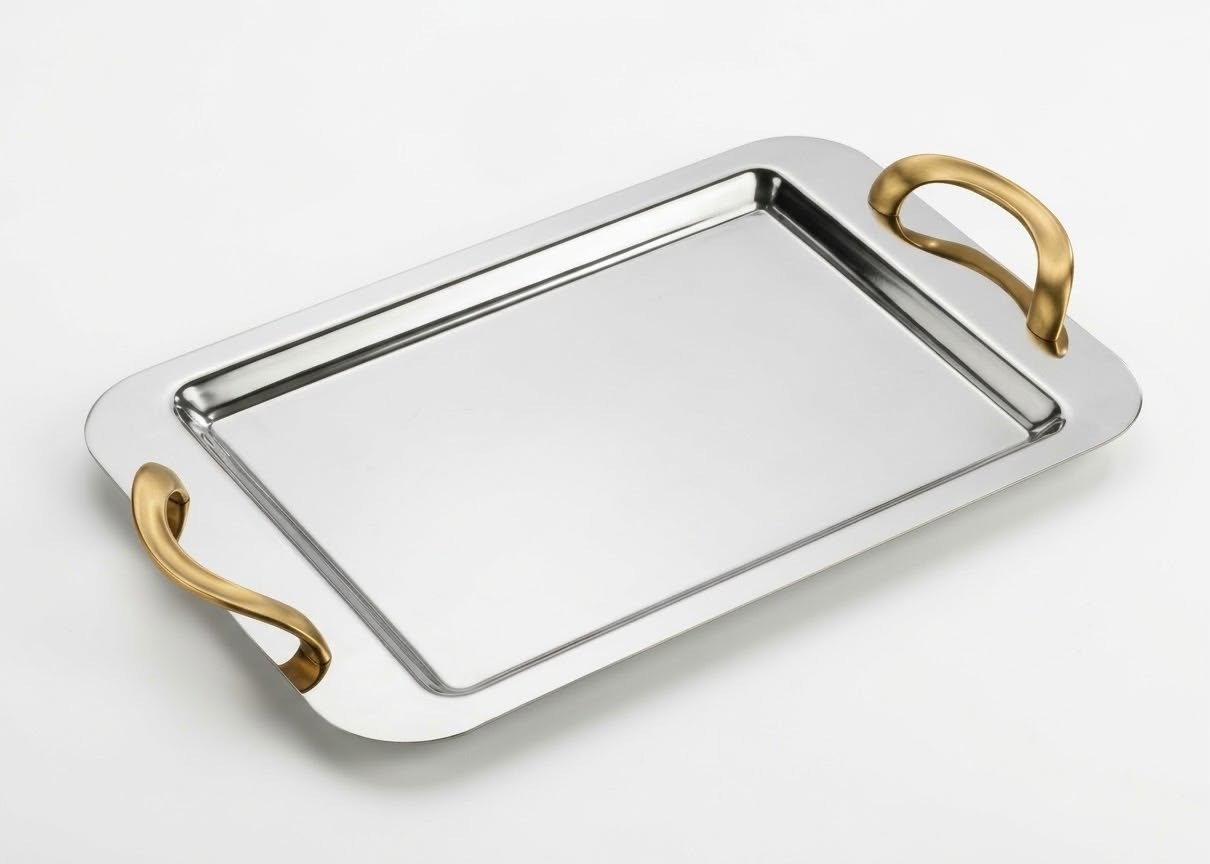 DİKDÖRTKEN KIVRIK GOLD KULP TEPSİ
