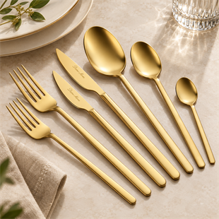 Allegra 42 Parça Titanyum Mat Gold Yemek Çatal Kaşık Bıçak seti