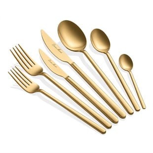 Allegra 42 Parça Titanyum Mat Gold Yemek Çatal Kaşık Bıçak seti