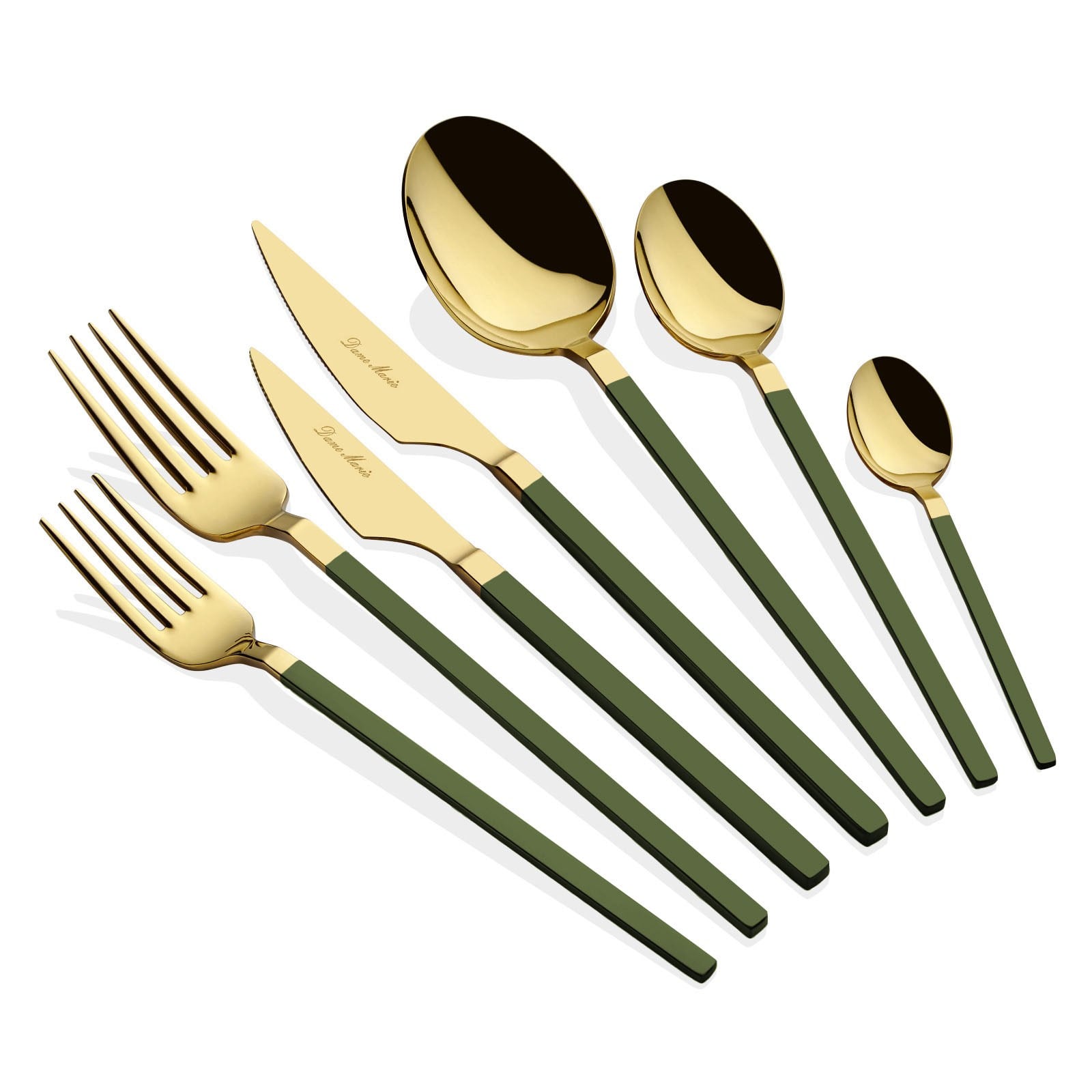 Carre 42 Parça Titanyum Gold Green Çatal Kaşık Bıçak Seti