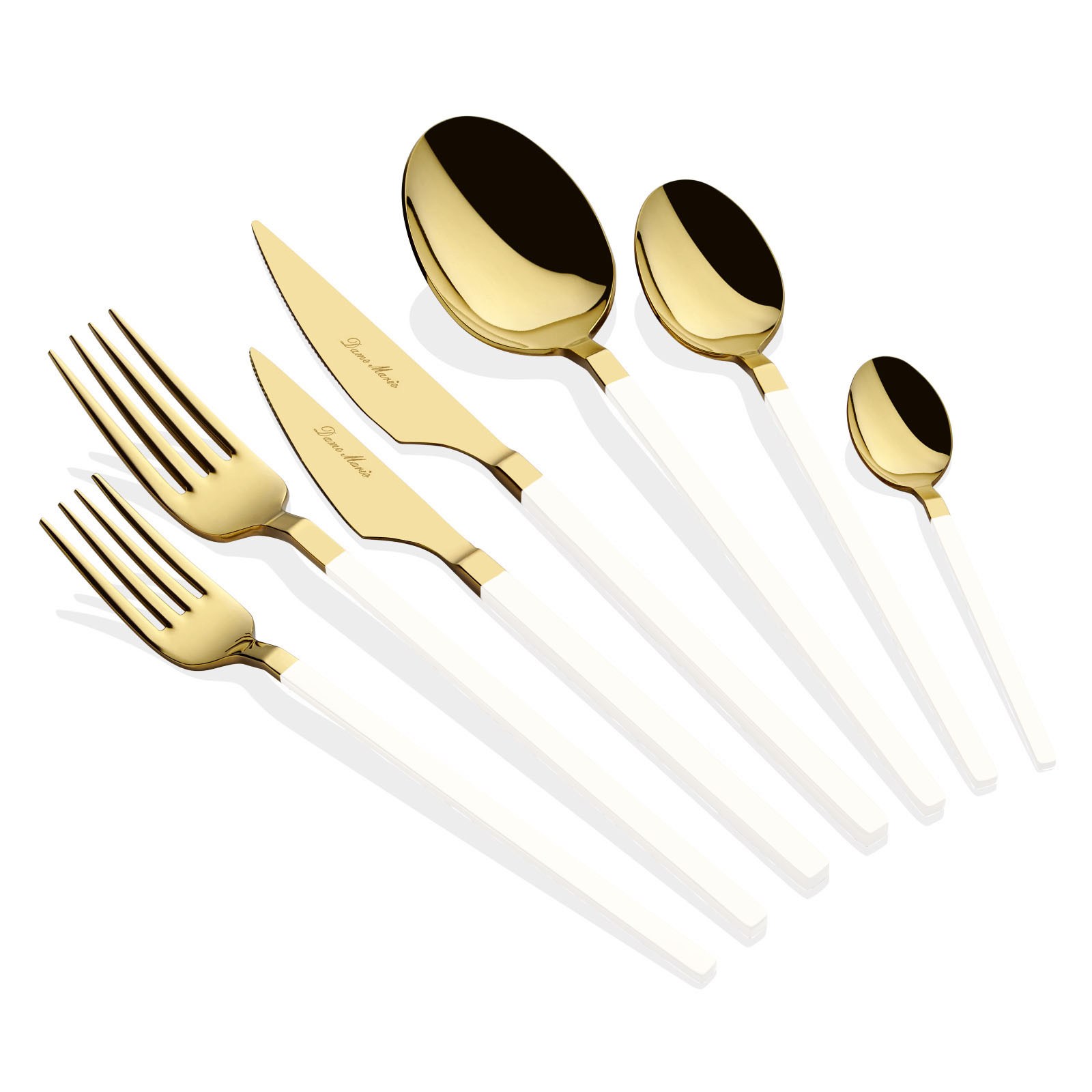 Carre 42 Parça Titanyum Gold White Çatal Kaşık Bıçak Seti
