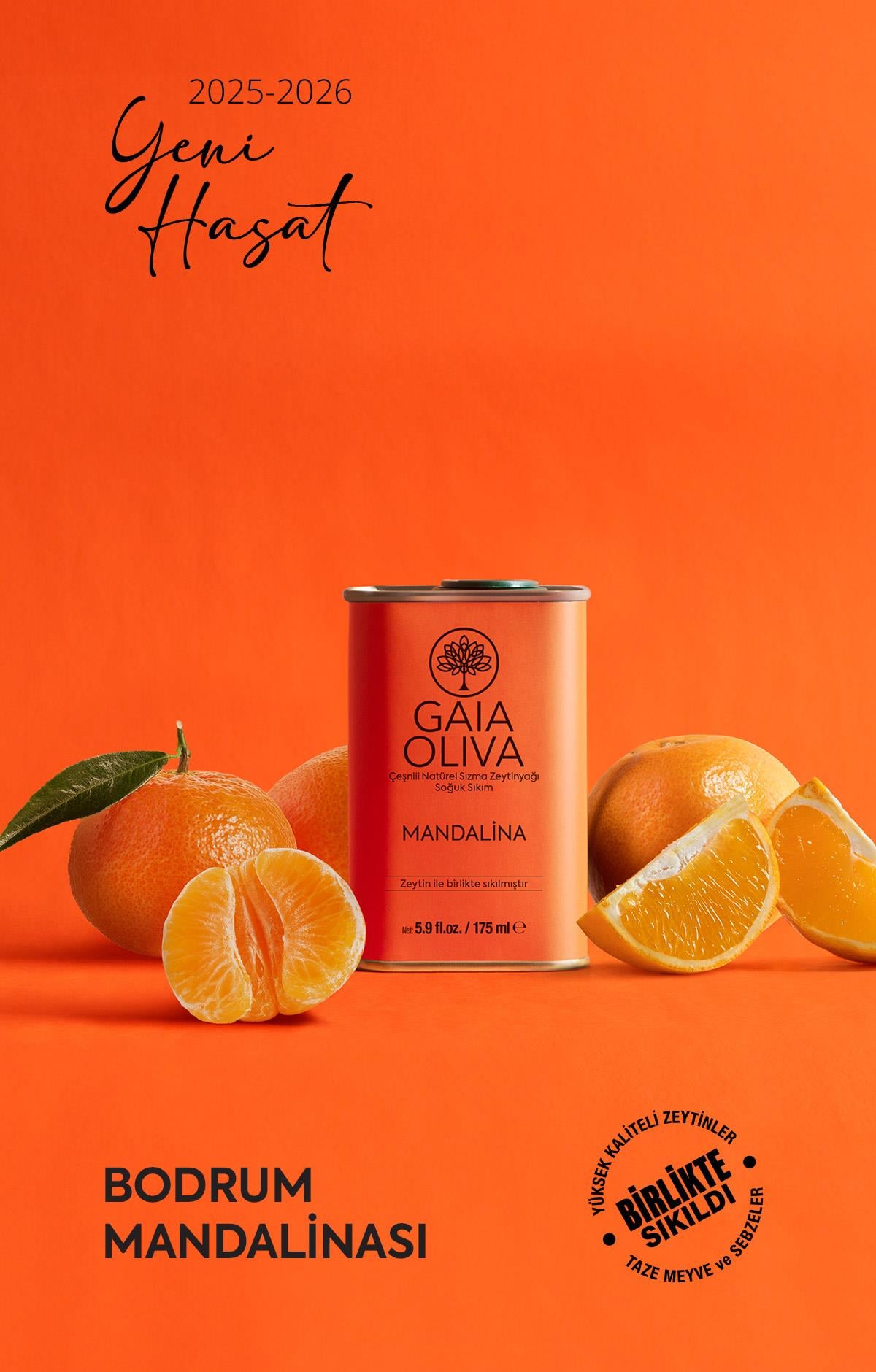 Mandalina Çeşnili 175 ml Natürel Sızma Zeytinyağı (Yeni Hasat