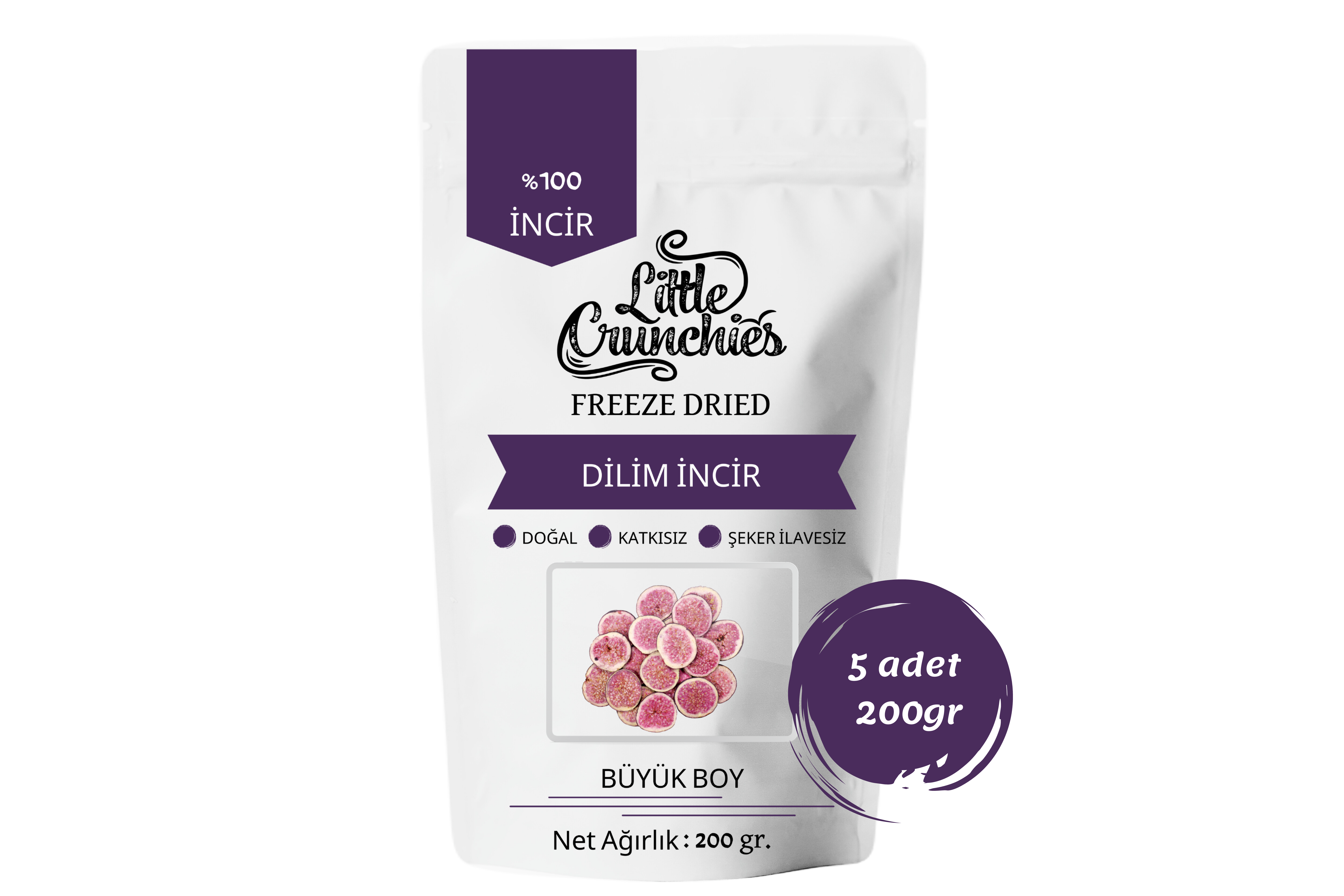 Freeze Dried Dilim İncir - 1 Kg. - Büyük Boy - Dondurularak Kurutulmuş 5x200 Gr.