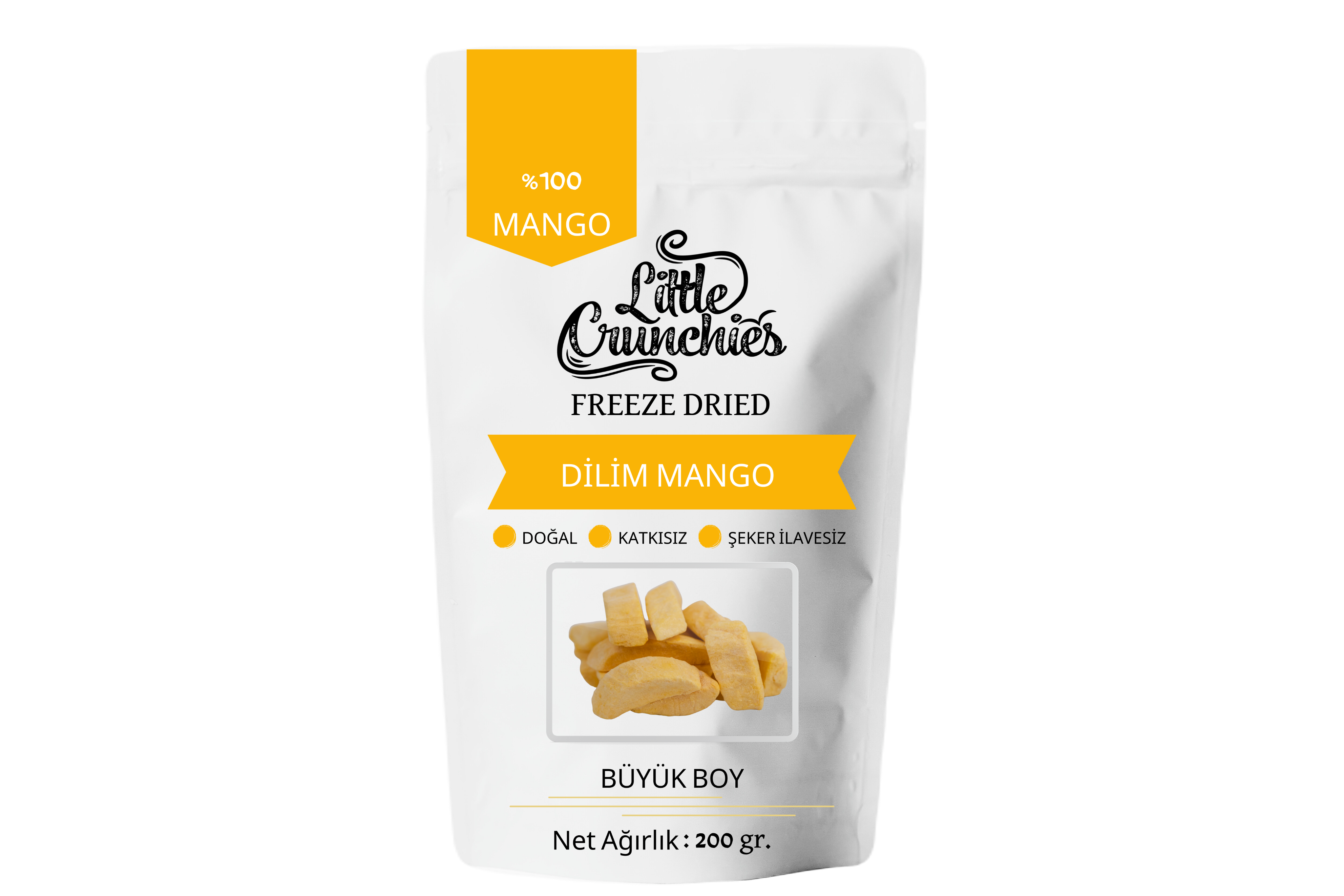 Freeze Dried Dilim Mango - 200 Gr. - Büyük Boy - Dondurularak Kurutulmuş