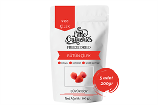 Freeze Dried Bütün Çilek - 1 Kg. - Büyük Boy - Dondurularak Kurutulmuş  5x200 Gr.