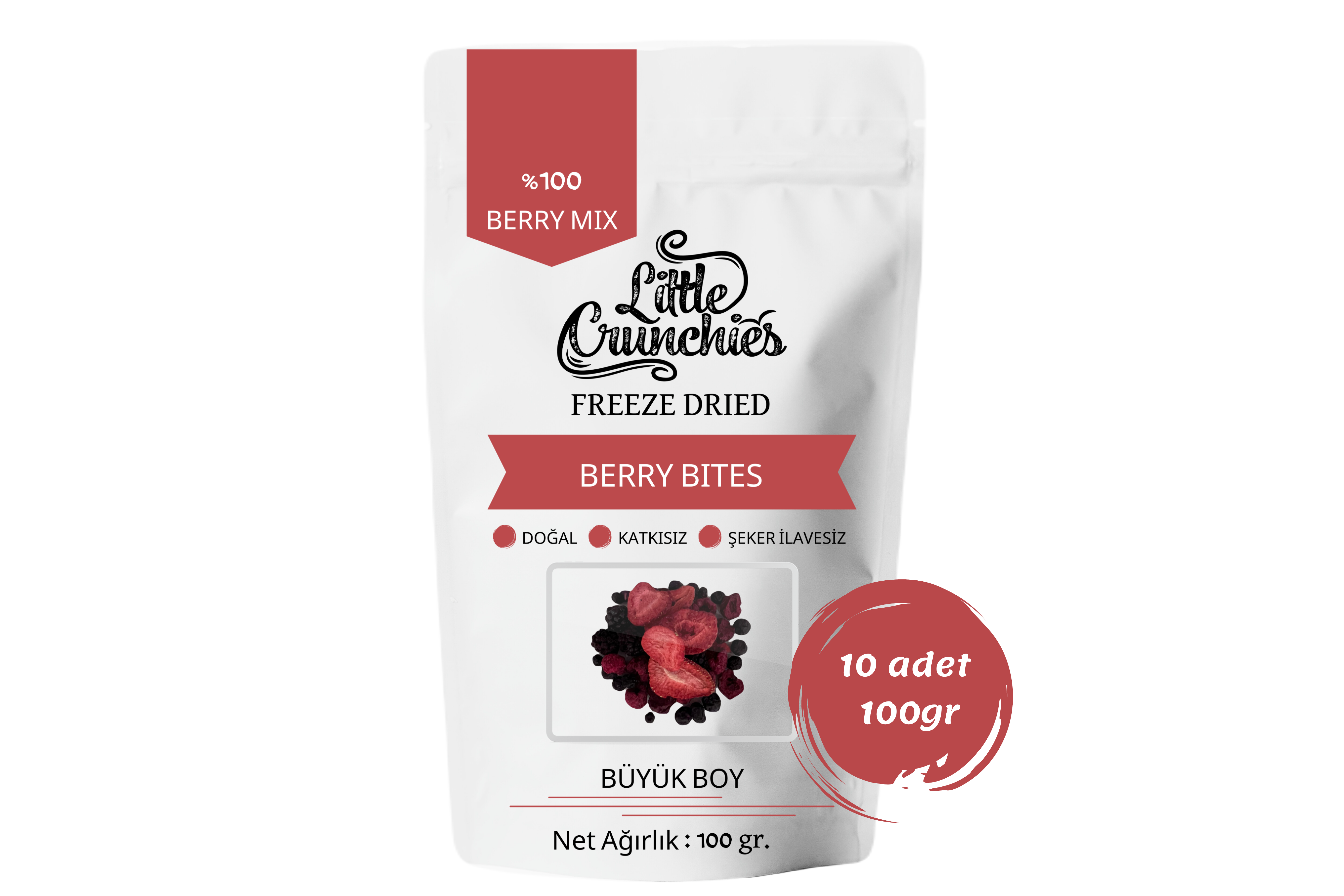 Freeze Dried Berry Mix Bites - 1 Kg. - Büyük Boy - Dondurularak Kurutulmuş 10*100 Gr.