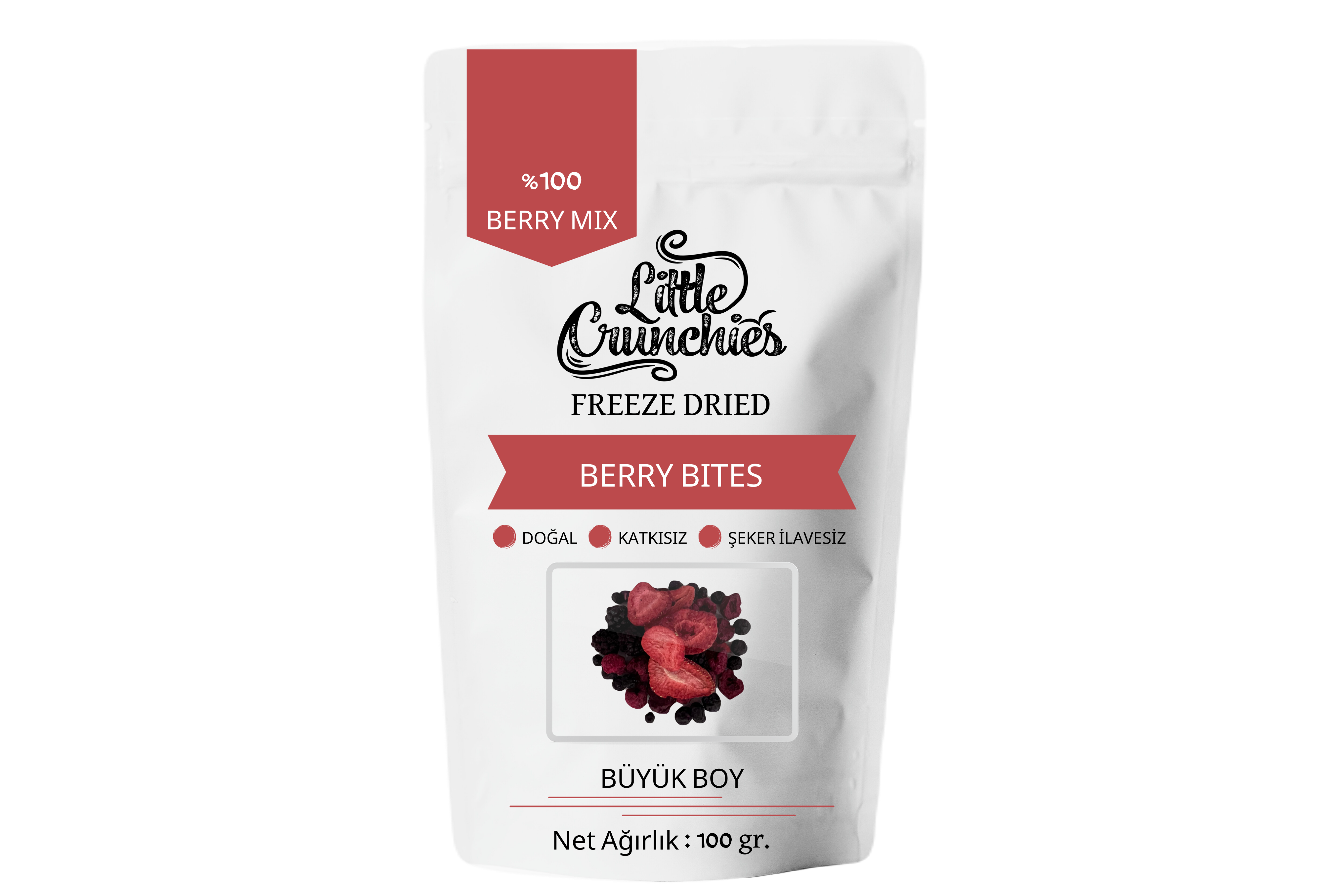 Freeze Dried Berry Mix Bites - 100 Gr. - Büyük Boy - Dondurularak Kurutulmuş