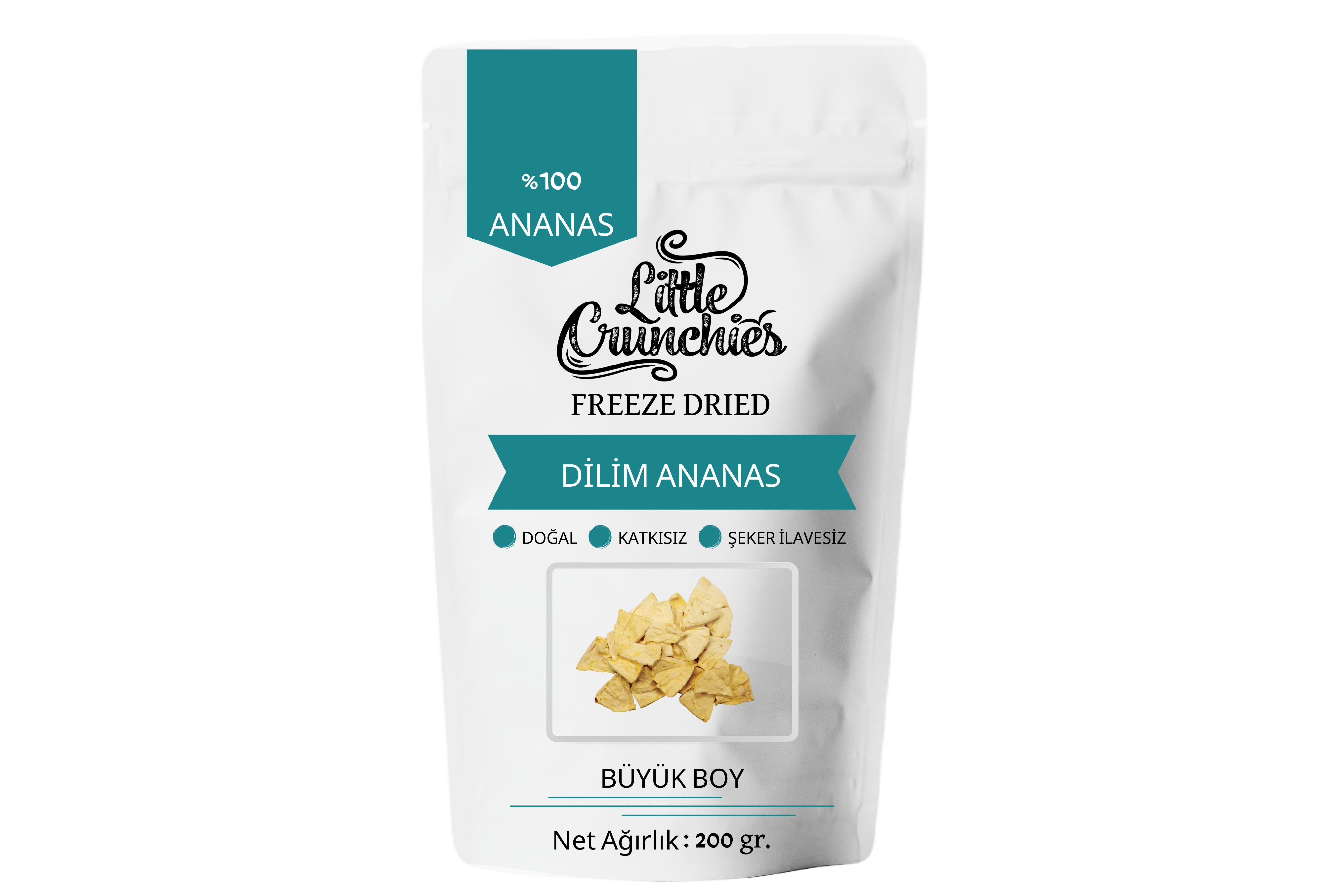 Freeze Dried Dilim Ananas - 200 Gr. - Büyük Boy - Dondurularak Kurutulmuş