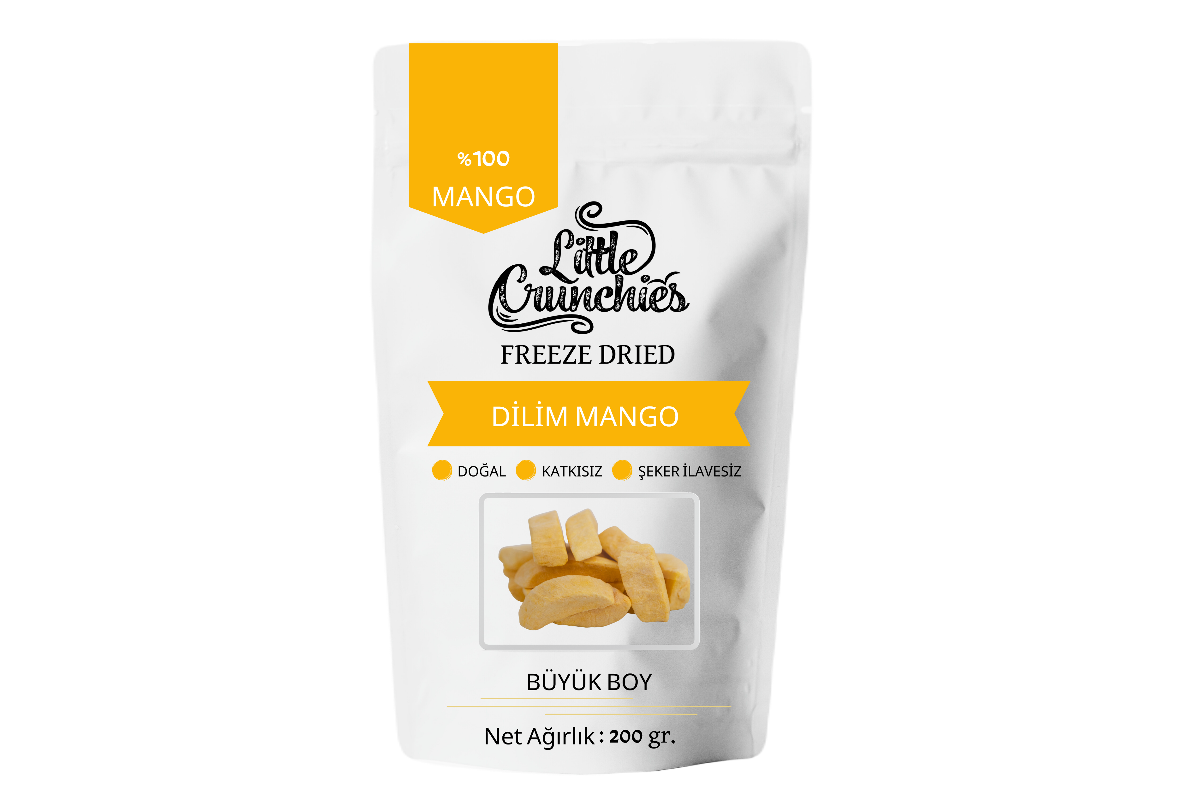 Freeze Dried Dilim Mango - 200 Gr. - Büyük Boy - Dondurularak Kurutulmuş