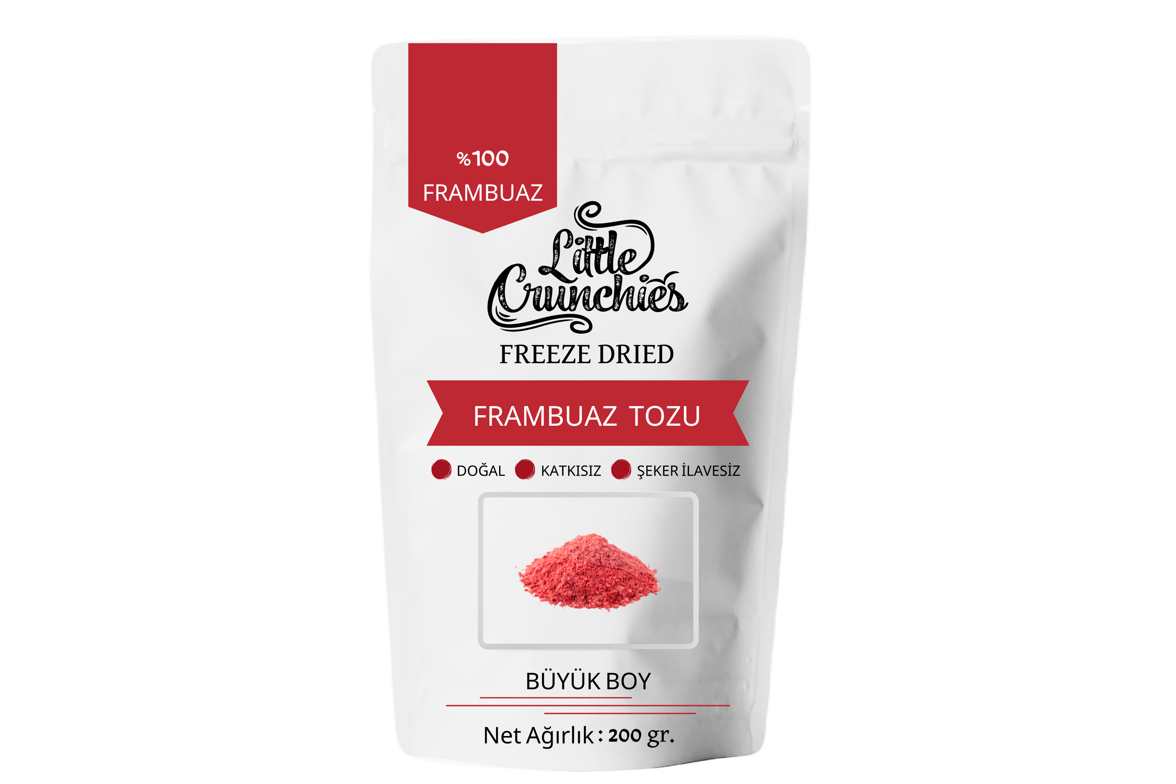 Freeze Dried Frambuaz Tozu Büyük Boy - Dondurularak Kurutulmuş - 200 Gr.
