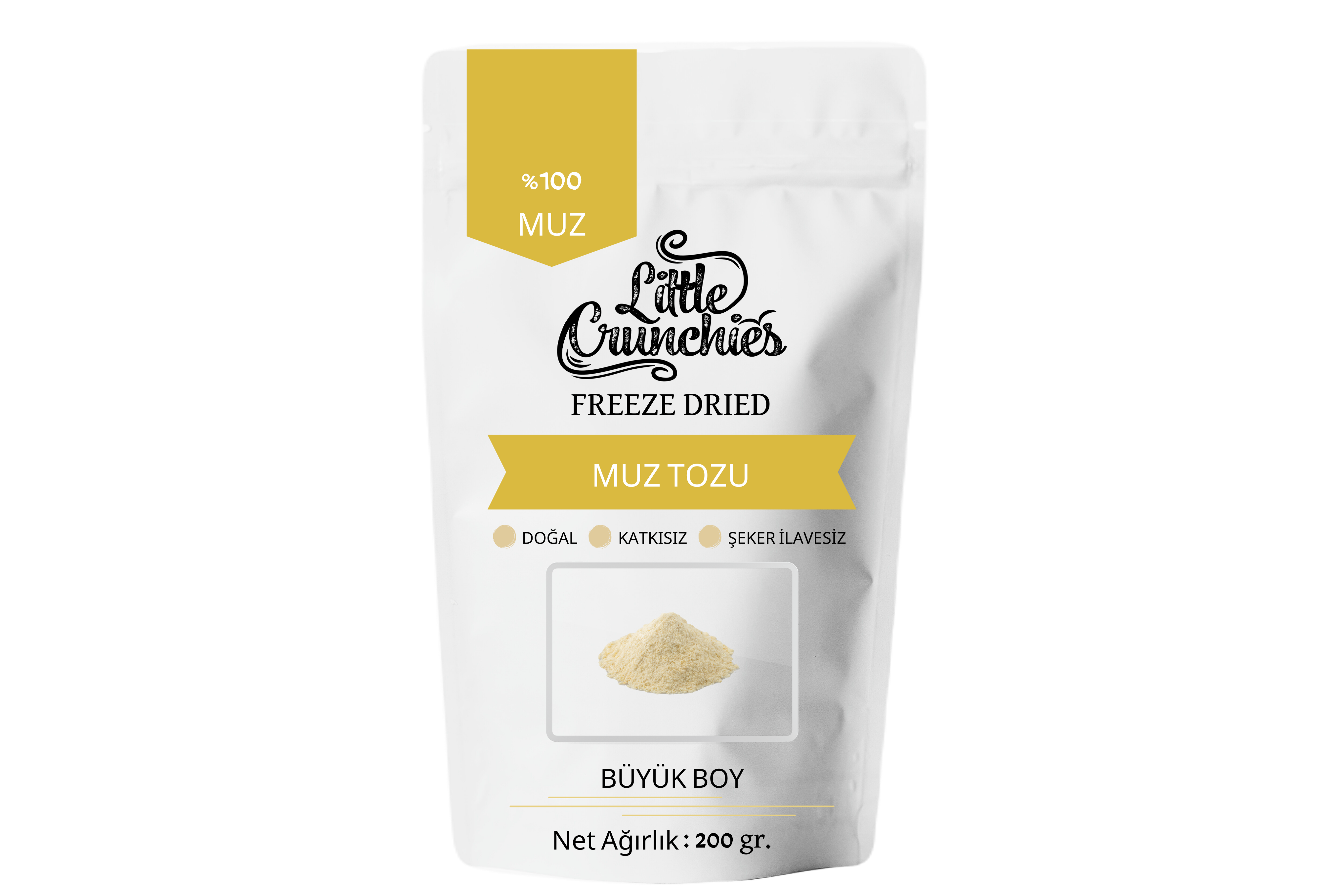 Freeze Dried Muz Tozu Büyük Boy - Dondurularak Kurutulmuş - 200 Gr.