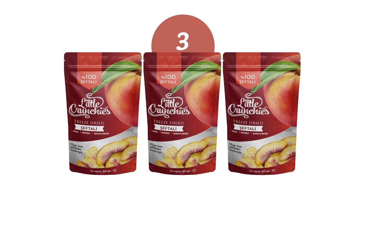 Freeze Dried Şeftali 3'lü Paket - Dondurularak Kurutulmuş - 3x20 Gr. 