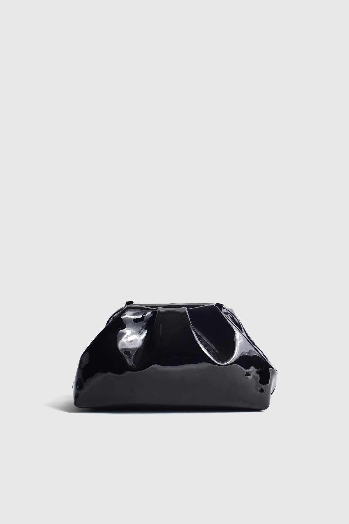 Siyah Kadın Rugan Deri Clutch Abiye Çanta