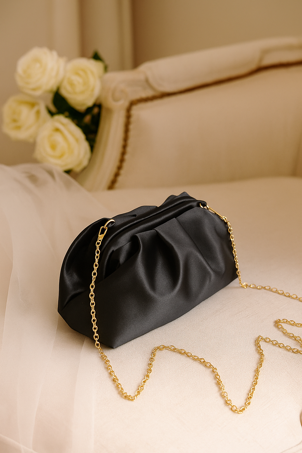 Siyah Kadın Saten Clutch Abiye Çanta